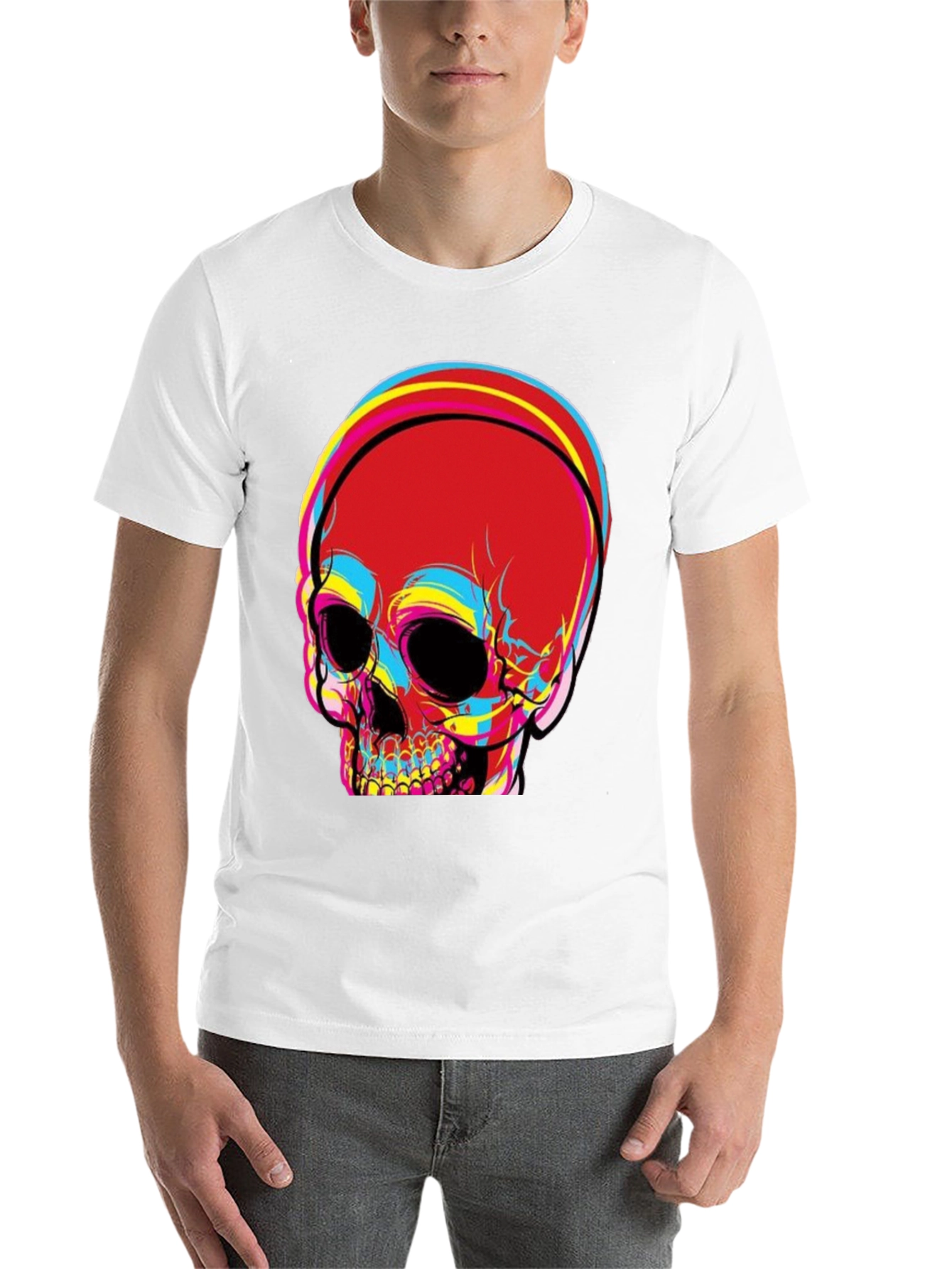 Black Skull Graphic Print Men's Black T-Shirt view 14