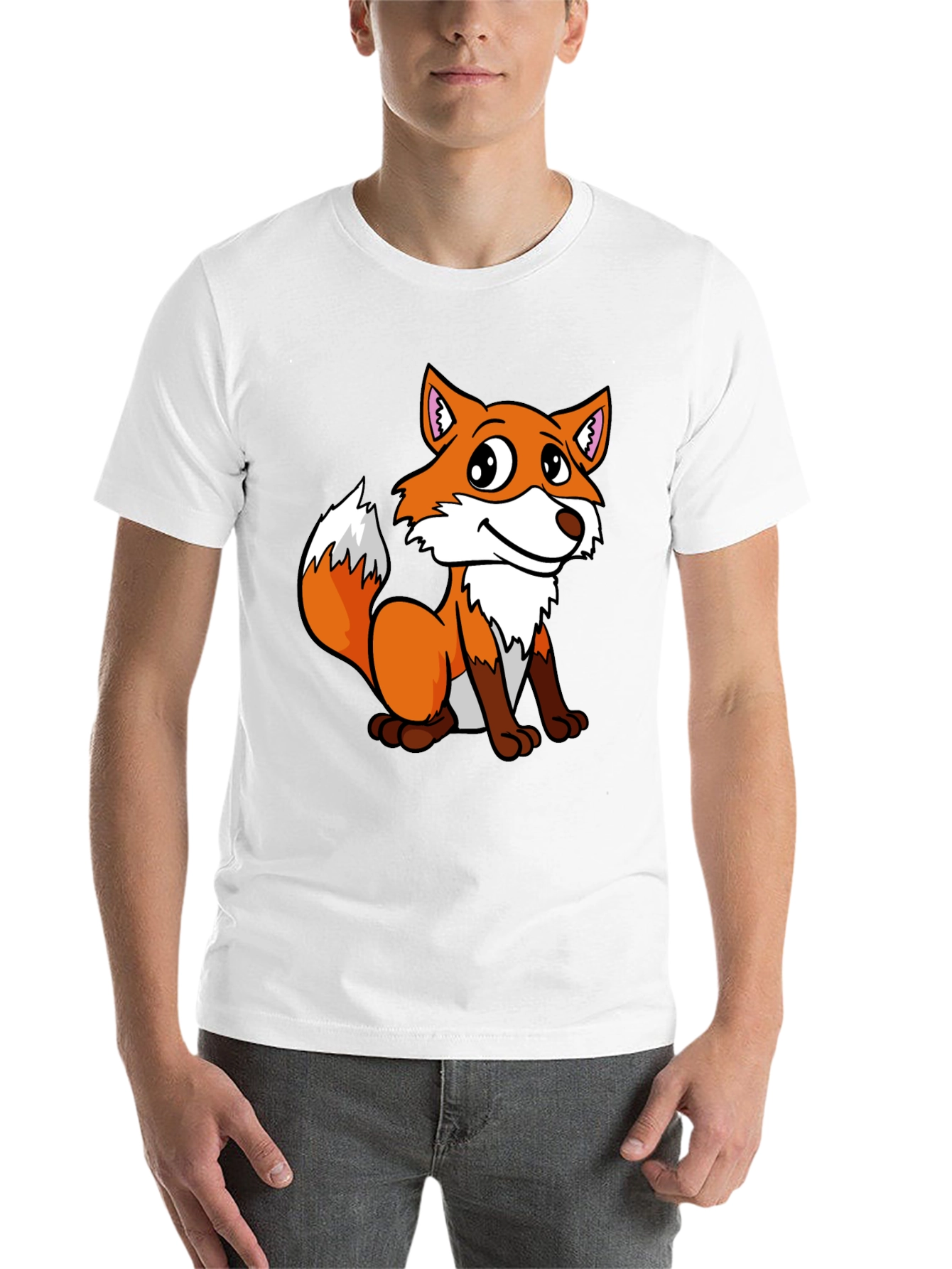 Black Cute Fox Graphic Tee - Unisex Black T-Shirt view 14