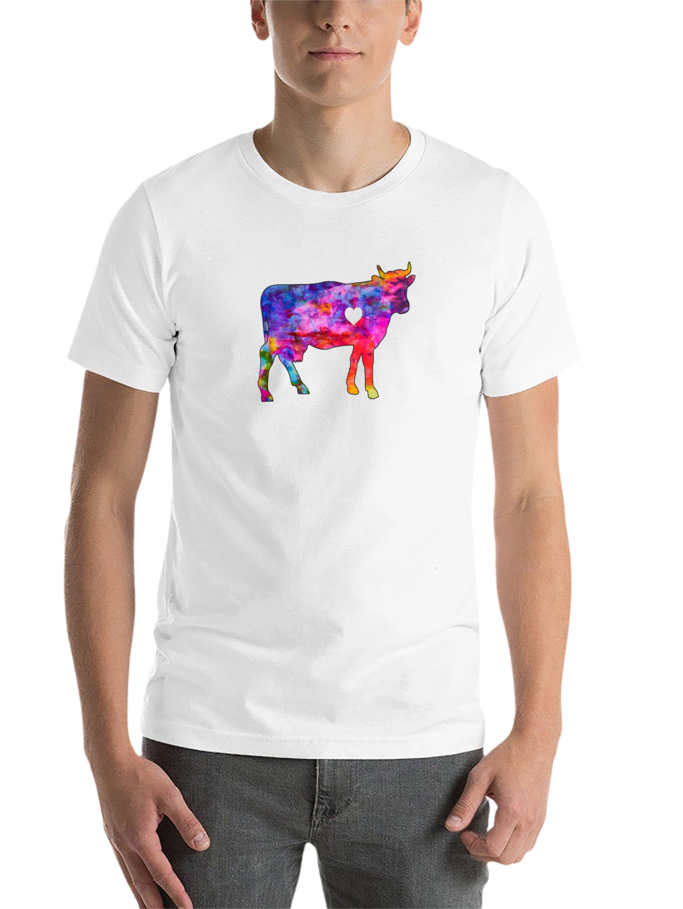 Black Colorful Cow Graphic Tee view 14
