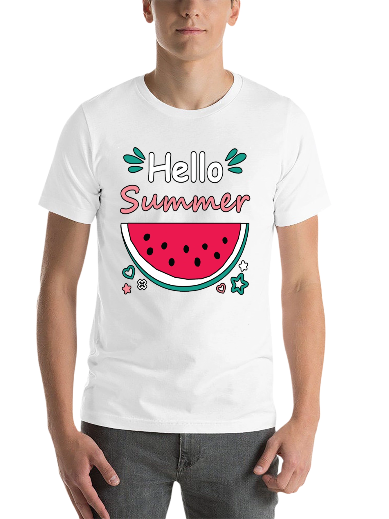 Black Hello Summer Watermelon Graphic T-Shirt view 14