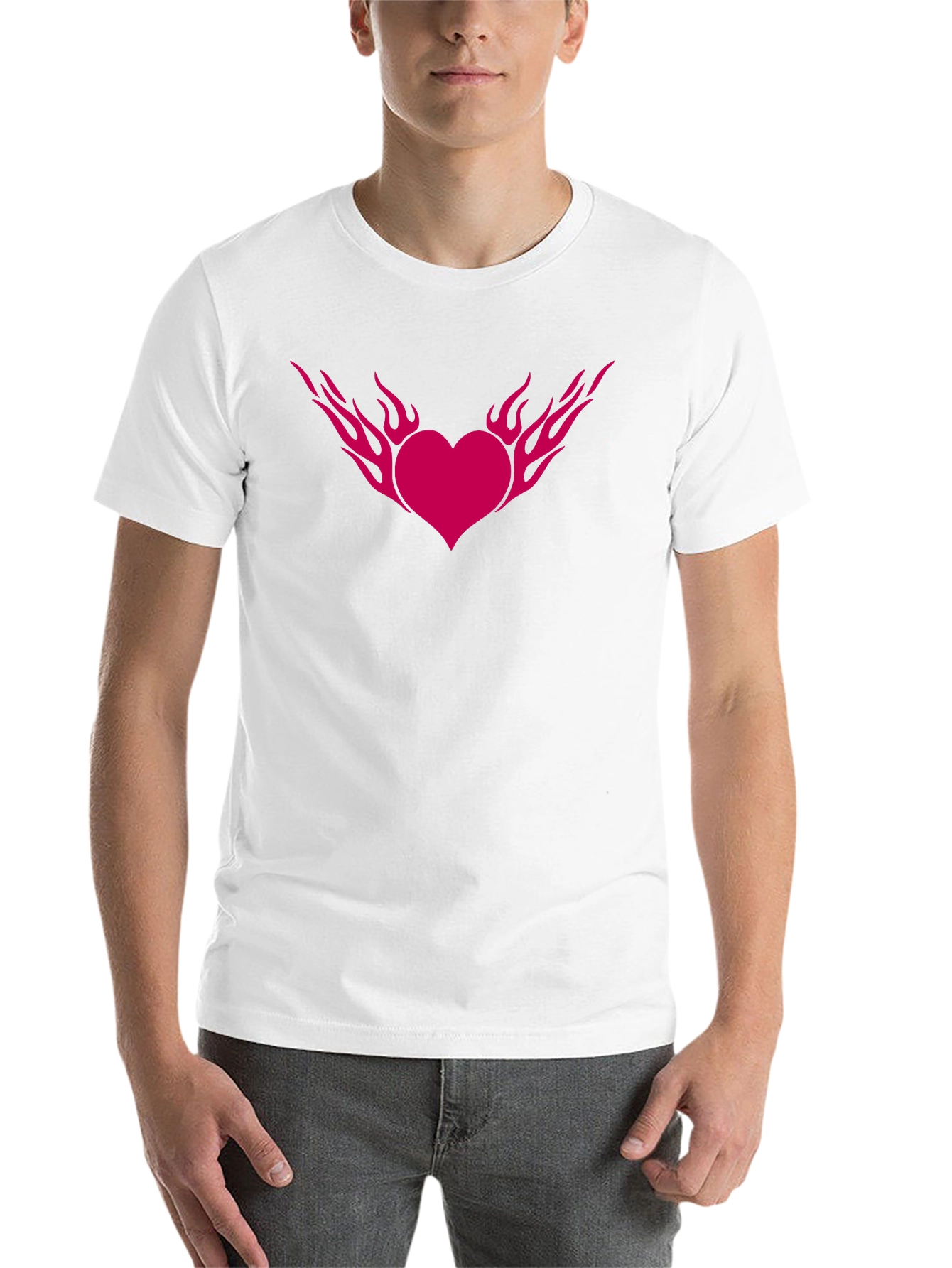 Black Flaming Heart Graphic Tee - Black Cotton Blend T-Shirt view 14