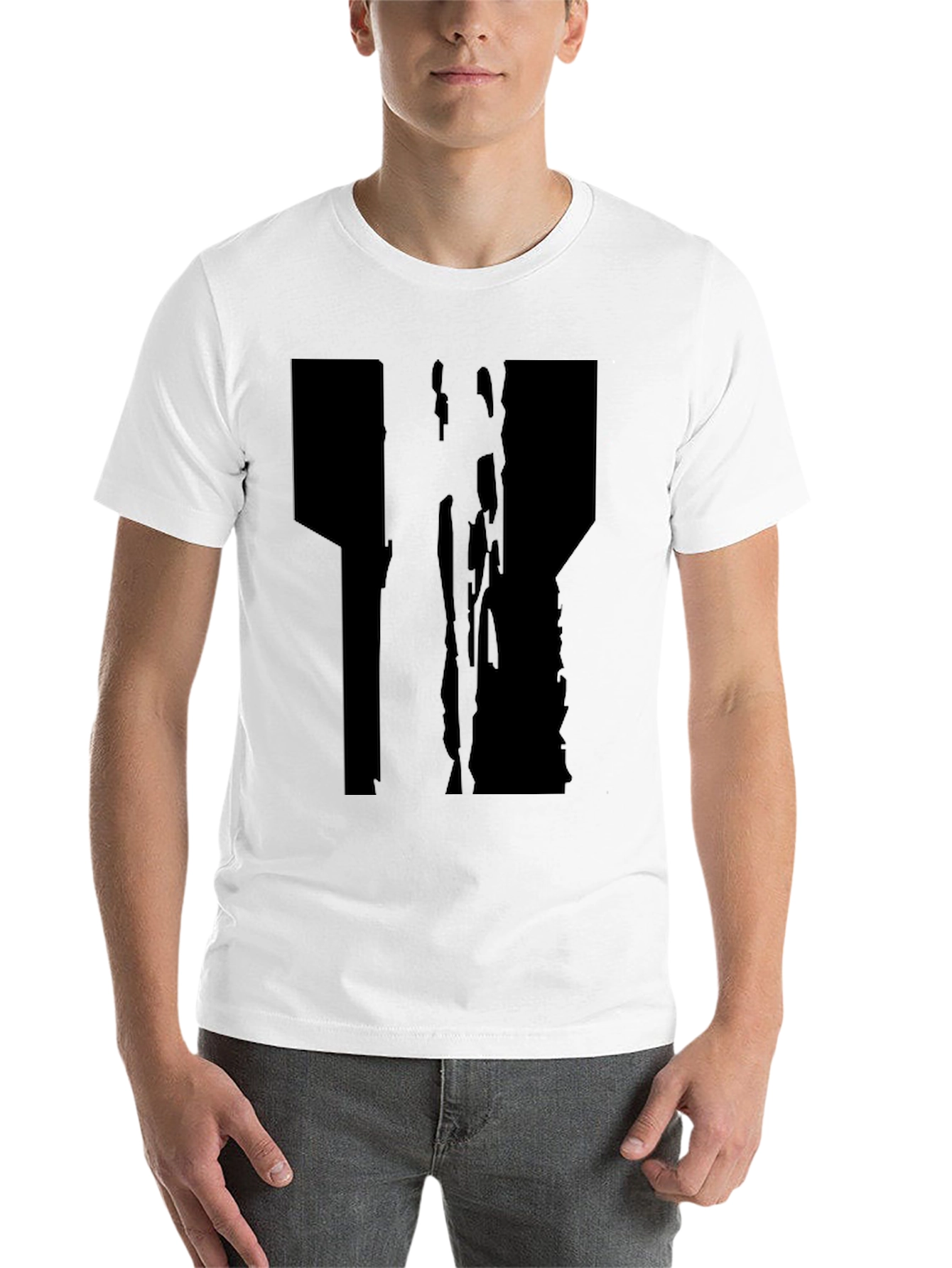Black Men's Black T-Shirt with Abstract Graphic Design view 14