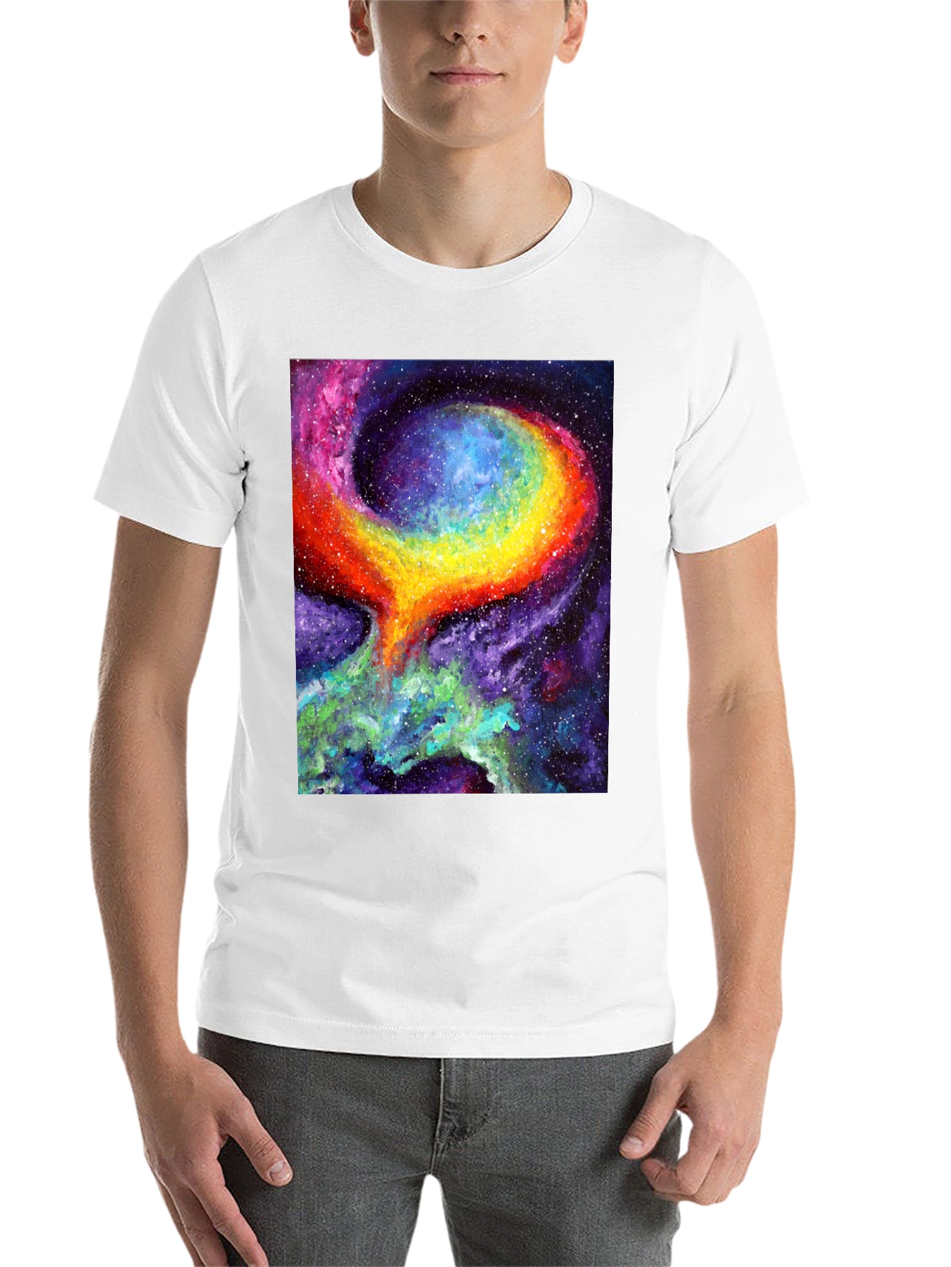 Black Nebula Art Black T-Shirt - Cosmic Galaxy Design view 14