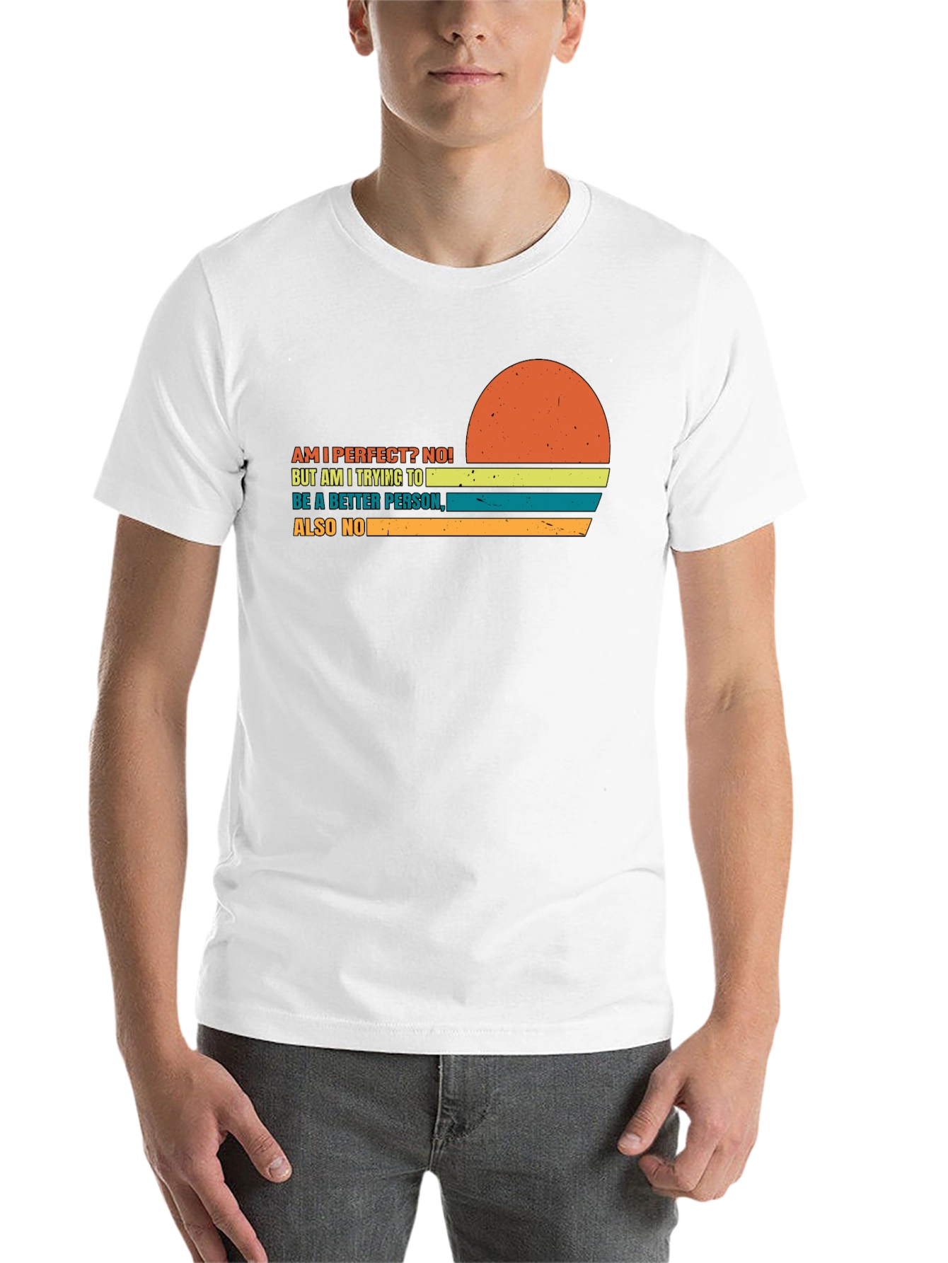 Black Am I Perfect? Funny Graphic Tee - Sarcastic Humor T-Shirt view 14