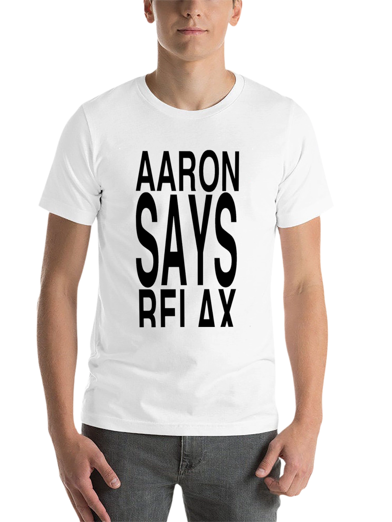 Black Aaron Says Relax Black T-Shirt view 14