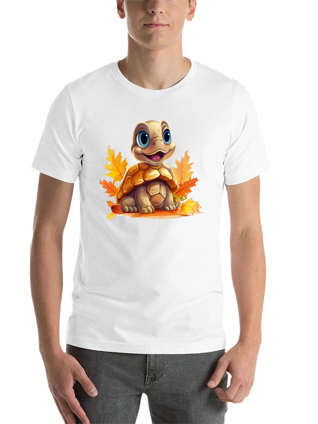 Black Turtle in Leaves Graphic Tee view 14