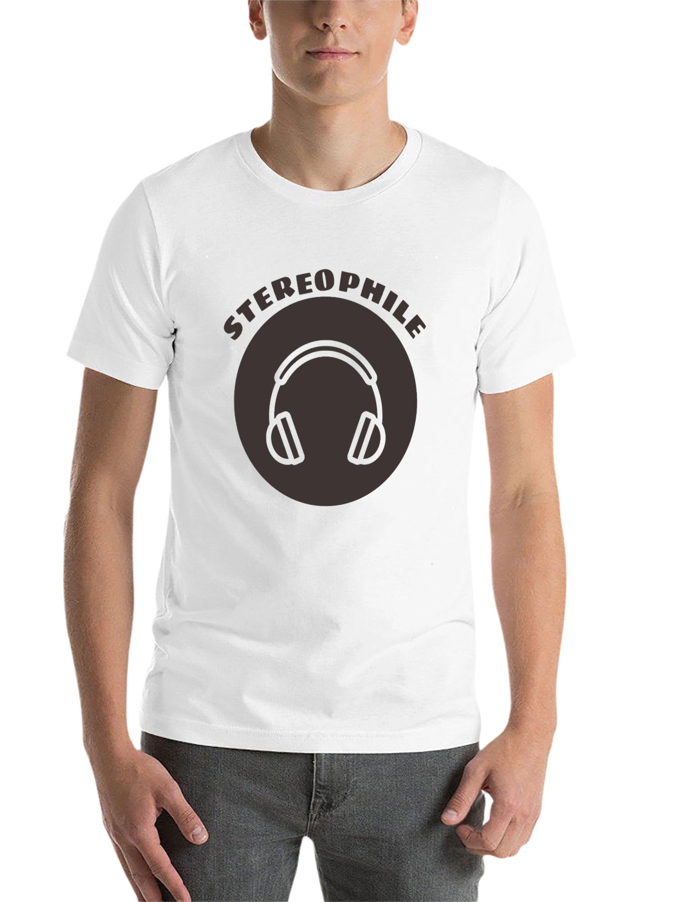 Black Stereophile Headphone Graphic Tee view 14