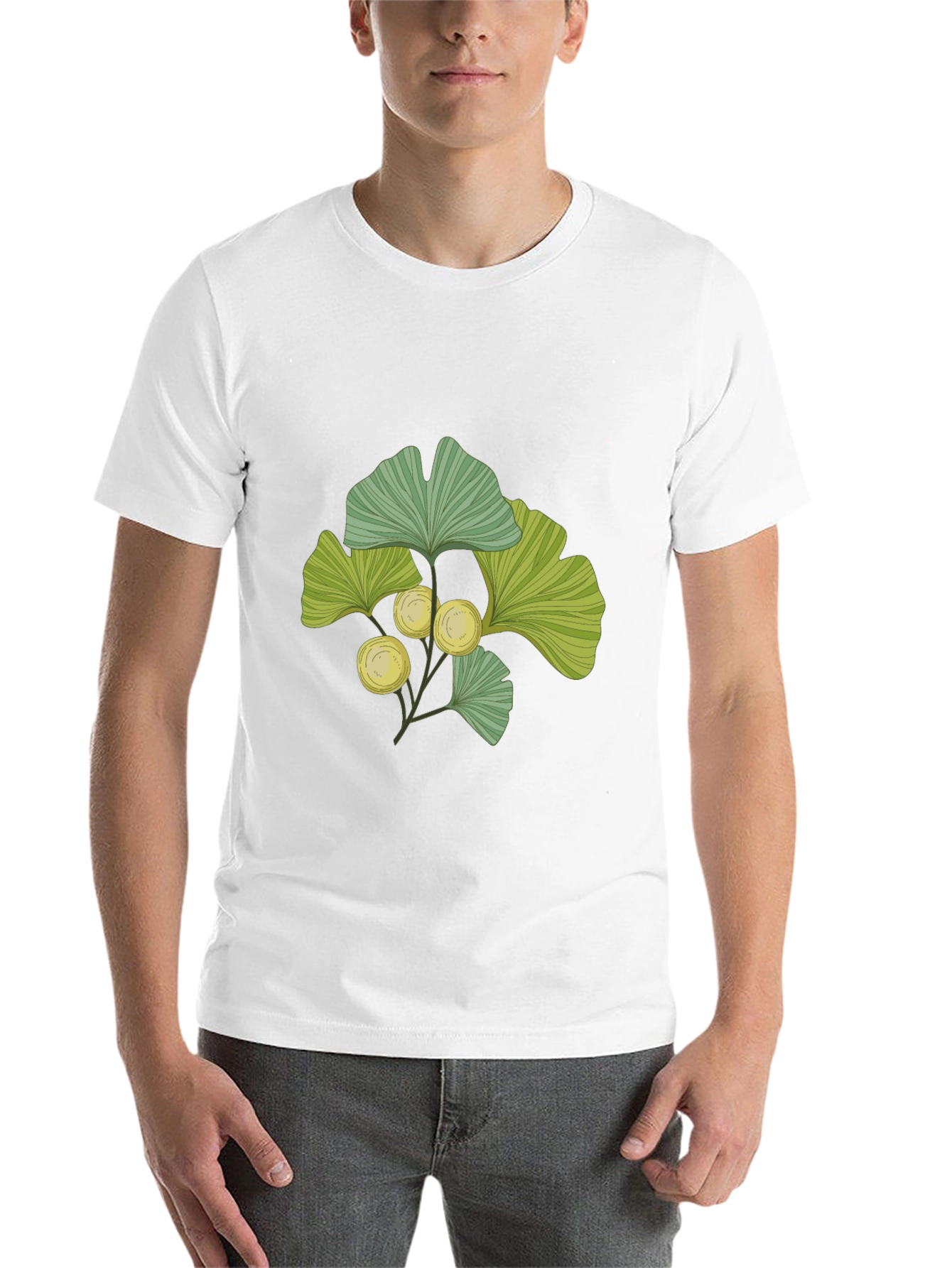 Black Ginkgo Leaf Print T-Shirt - Nature Inspired Design view 14
