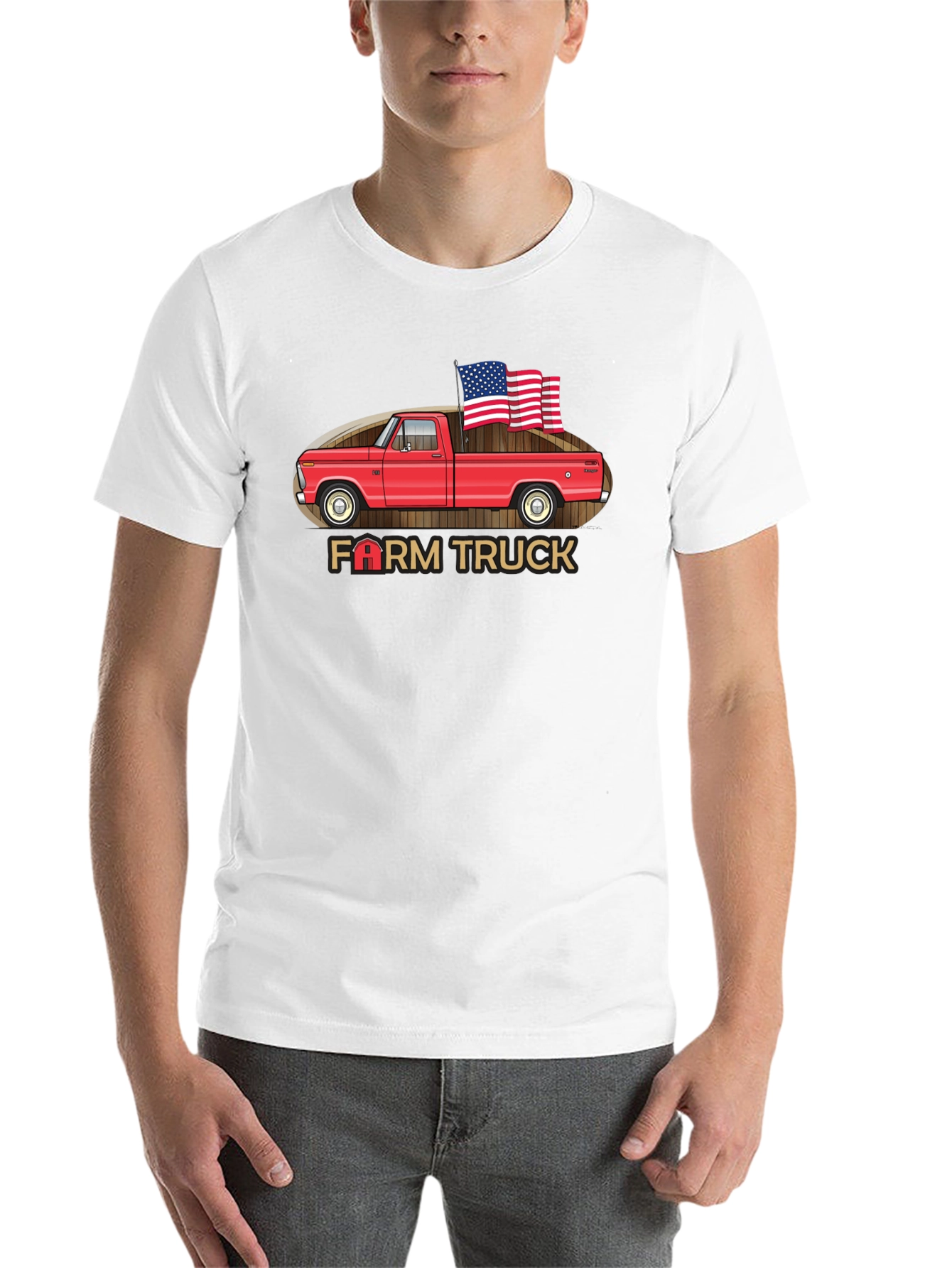 Farm Truck American Flag Graphic T-Shirt - 14