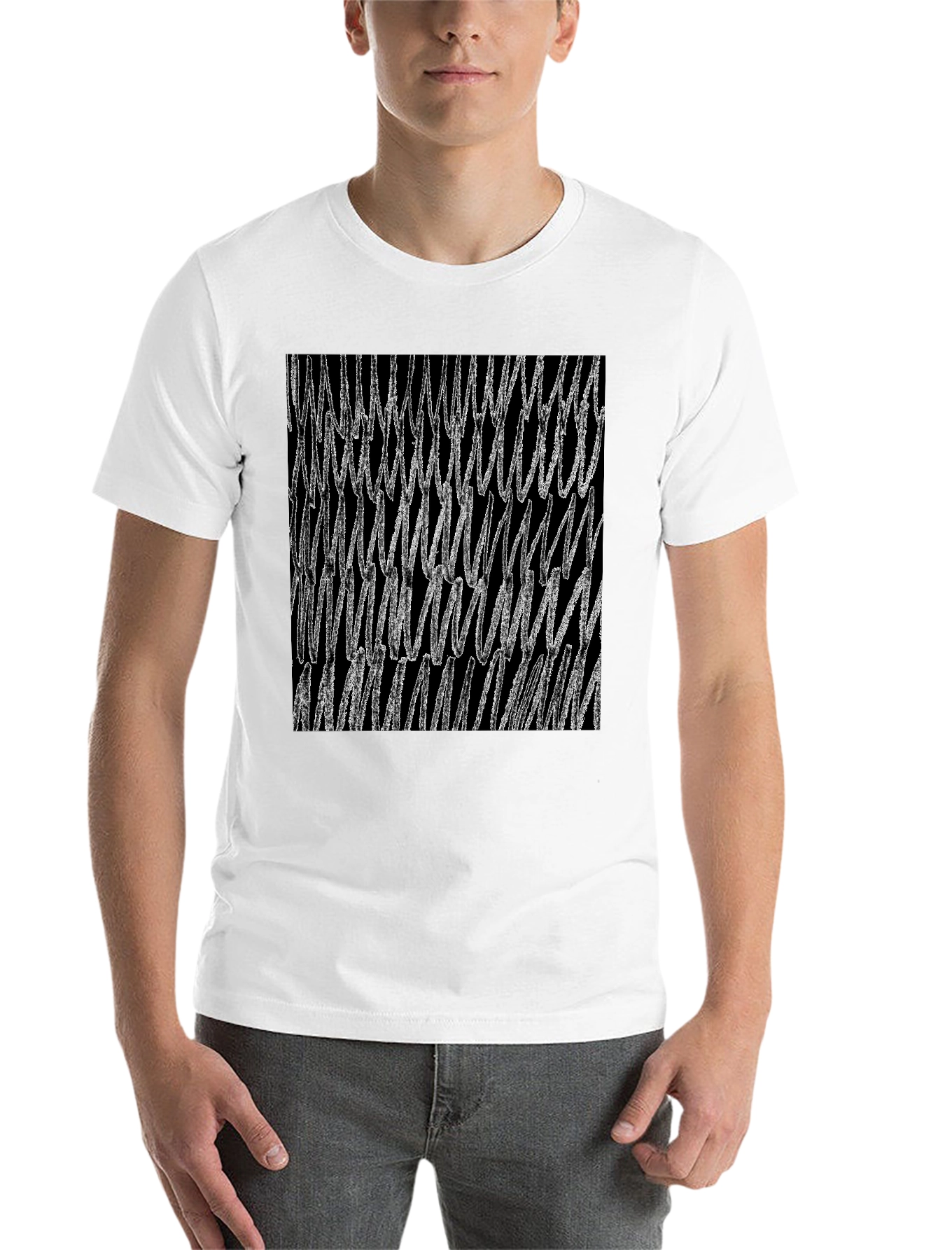 Black Abstract Scribble Graphic Black T-Shirt view 14