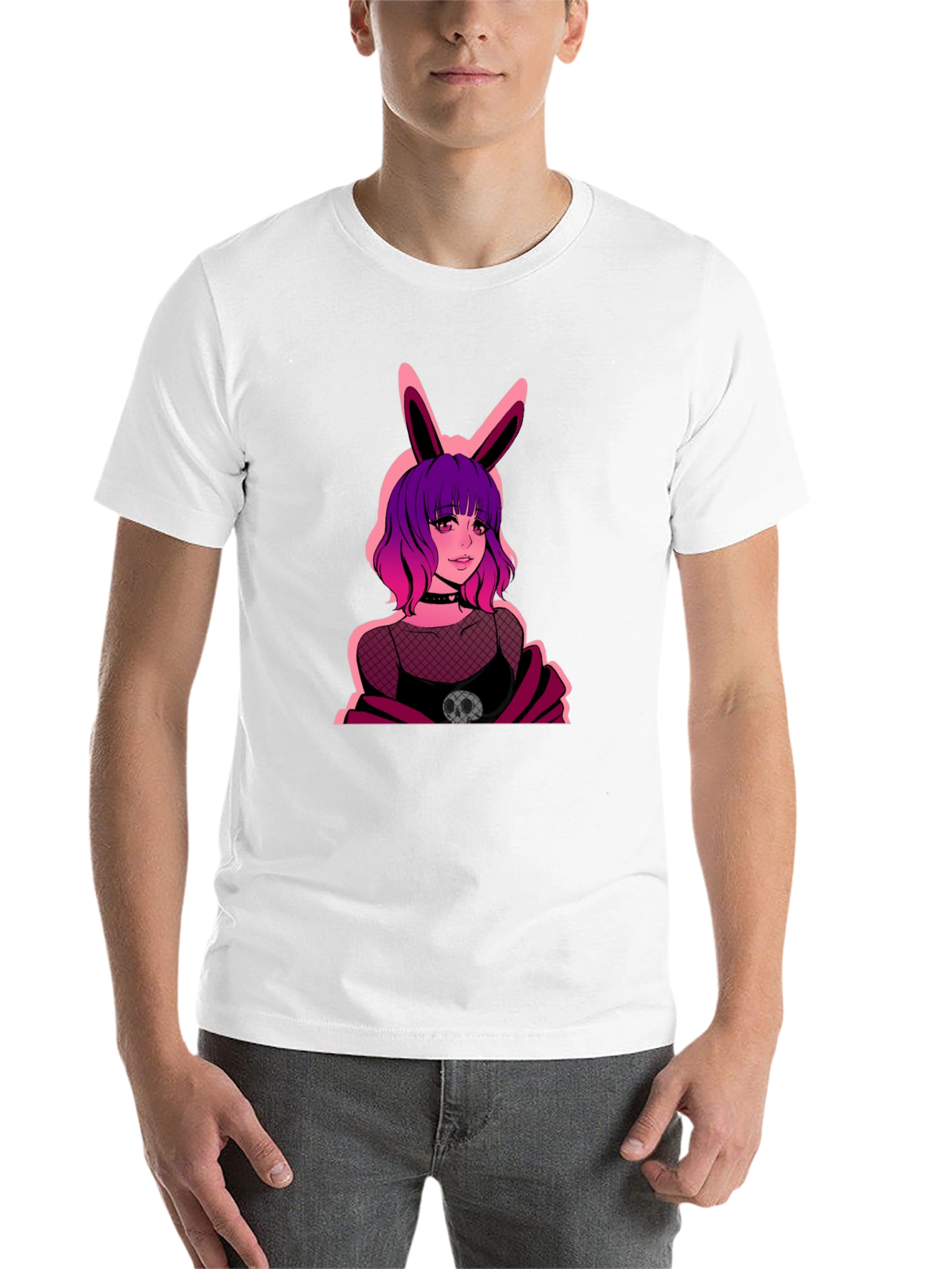 Black Goth Anime Bunny Girl Graphic Tee view 14
