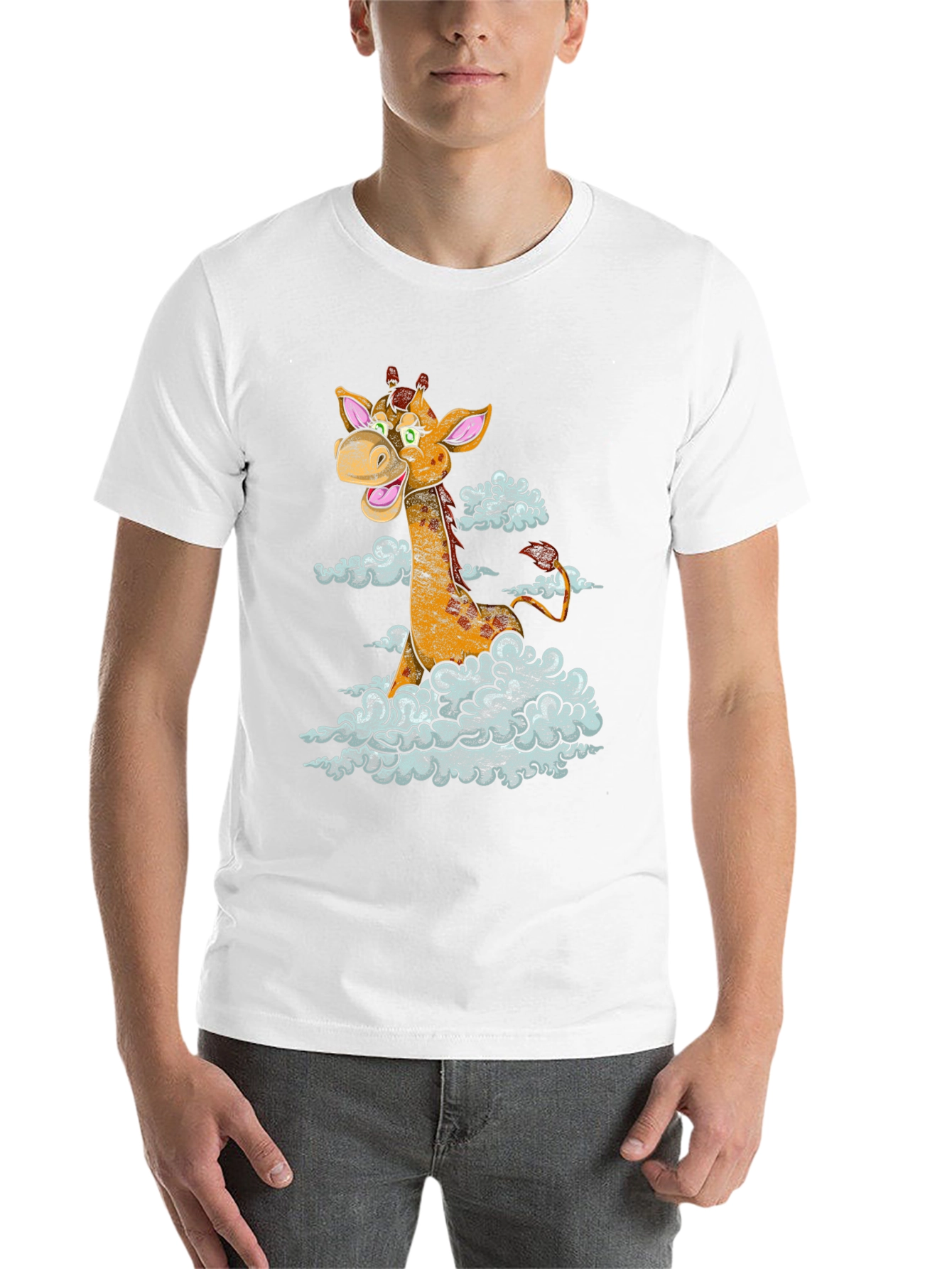 Black Giraffe in Clouds Graphic T-Shirt view 14