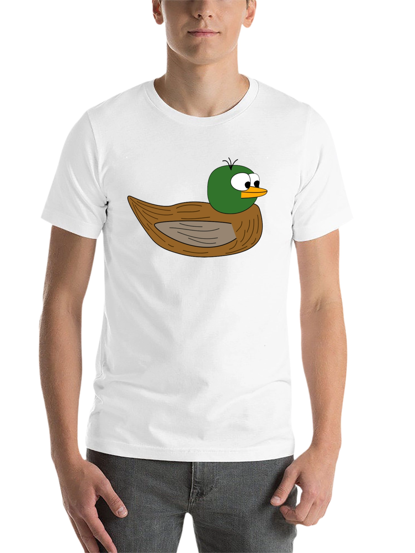 Black Cartoon Duck Graphic Black T-Shirt view 14