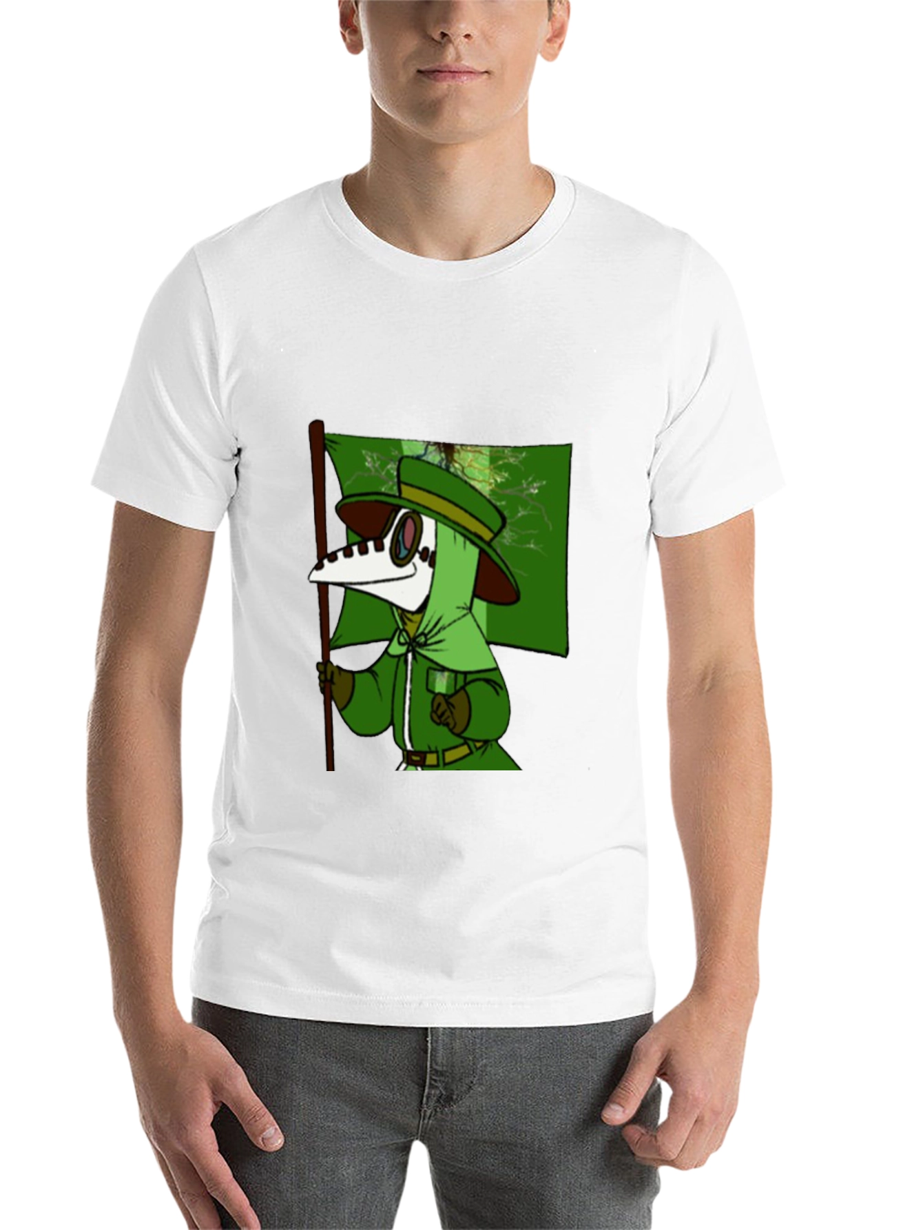 Black Plague Doctor Cartoon T-Shirt - Unique Graphic Tee view 14