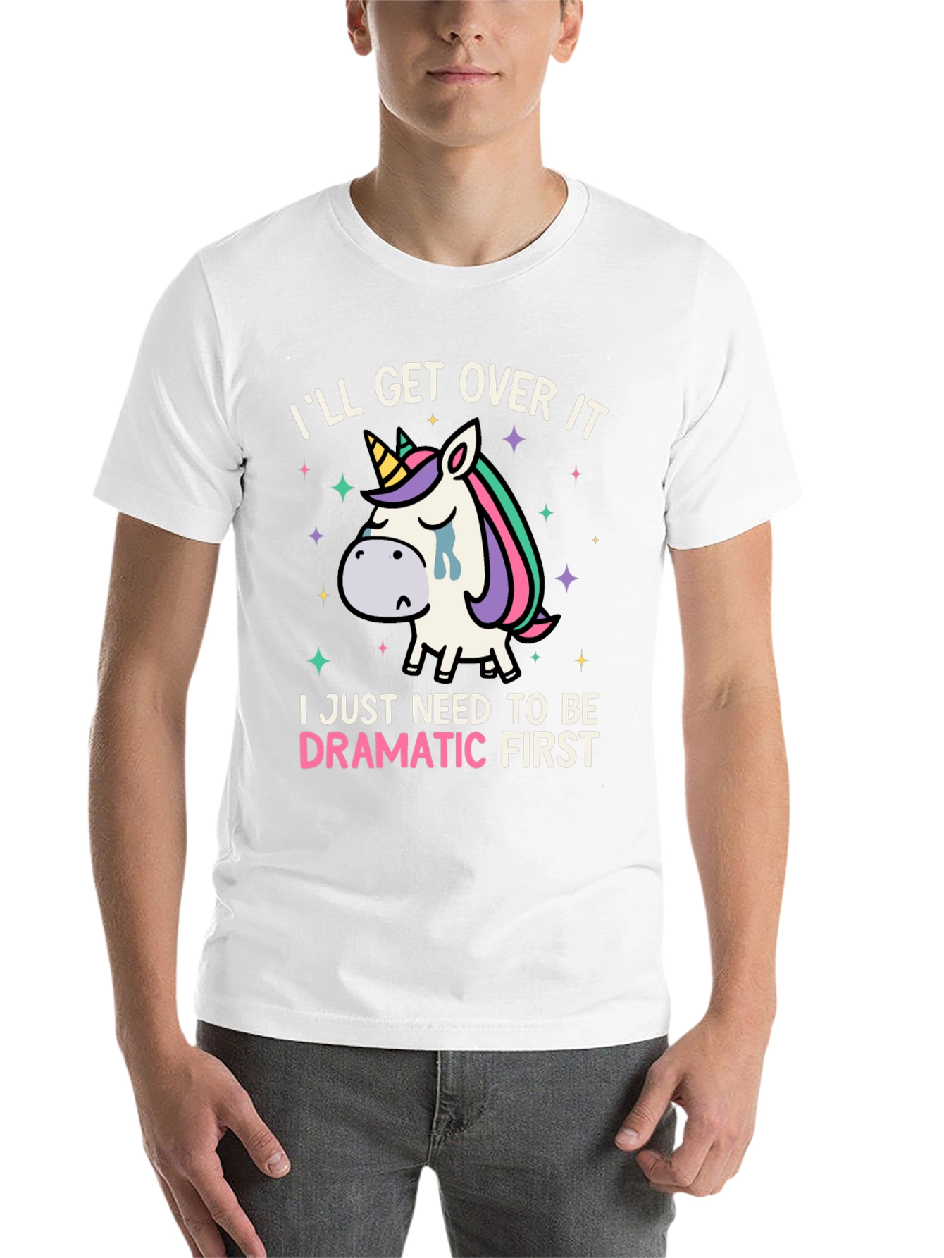 Black Dramatic Unicorn T-Shirt - Funny Graphic Tee view 14