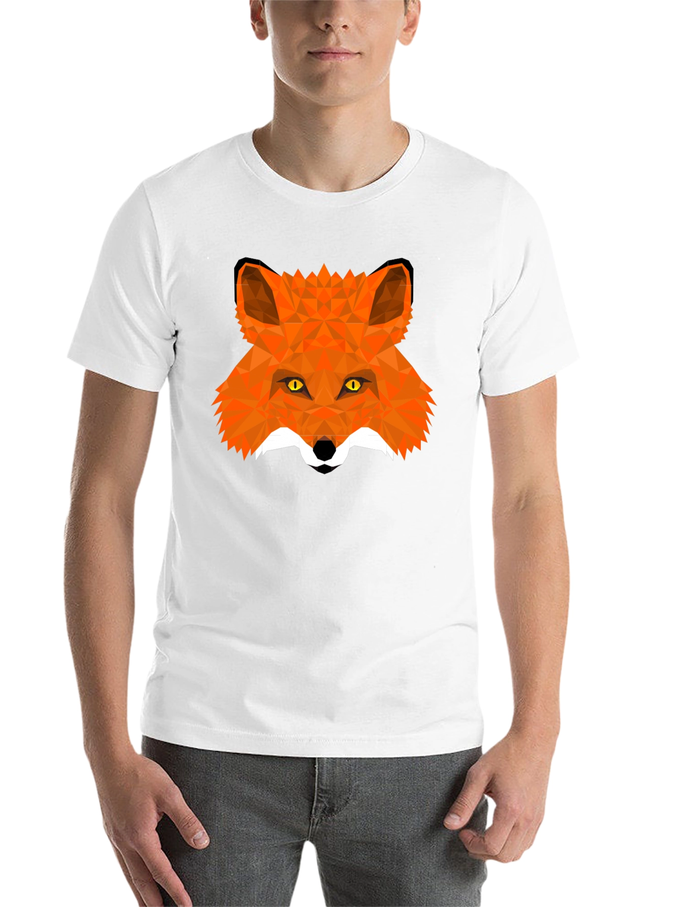 Black Geometric Fox Head T-Shirt view 14