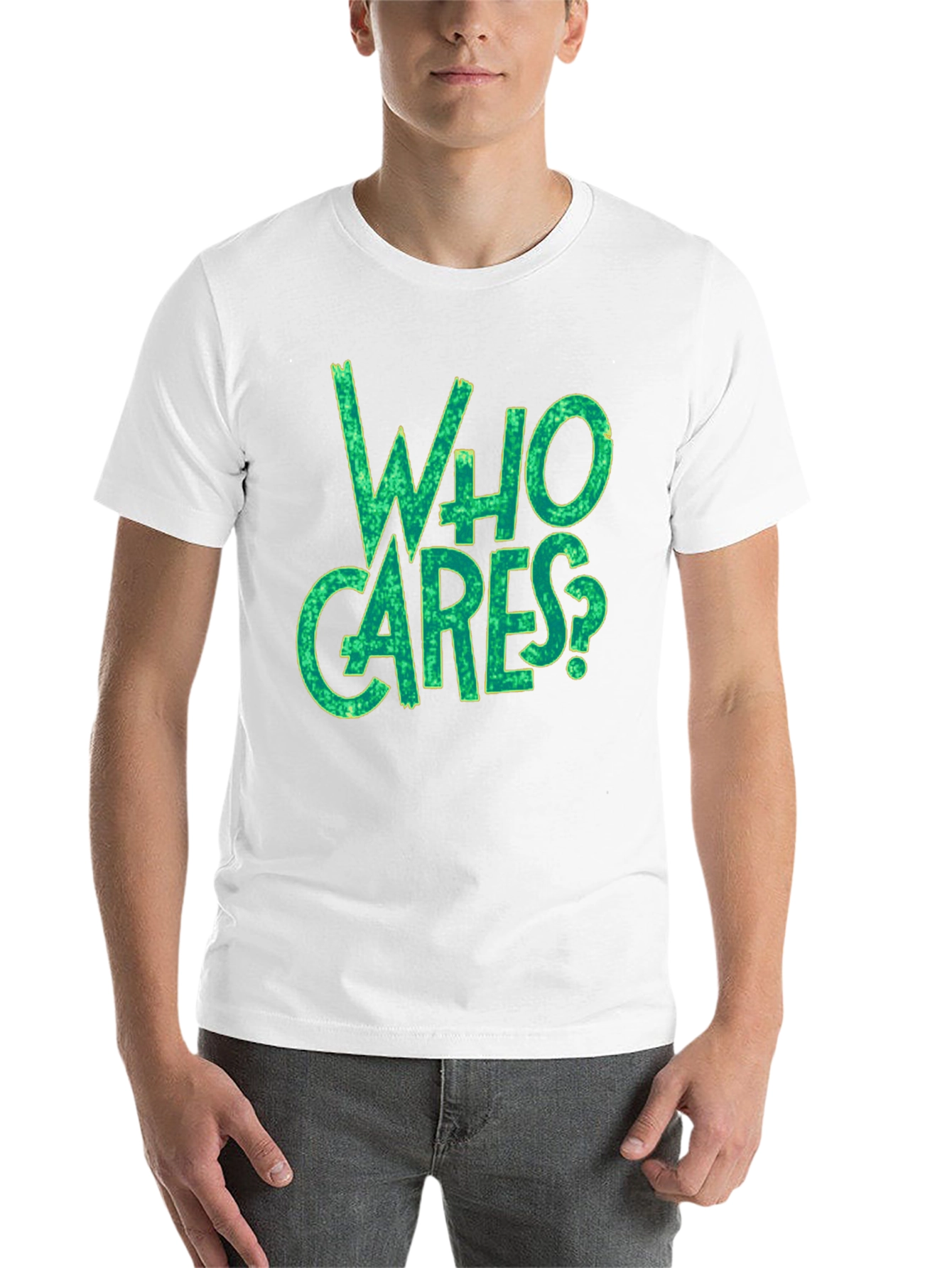 Black Who Cares? Graphic Print Black T-Shirt view 14