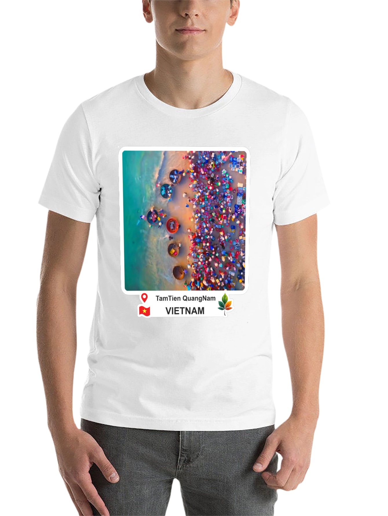 Black Vietnam Coastal Scene Graphic T-Shirt view 14