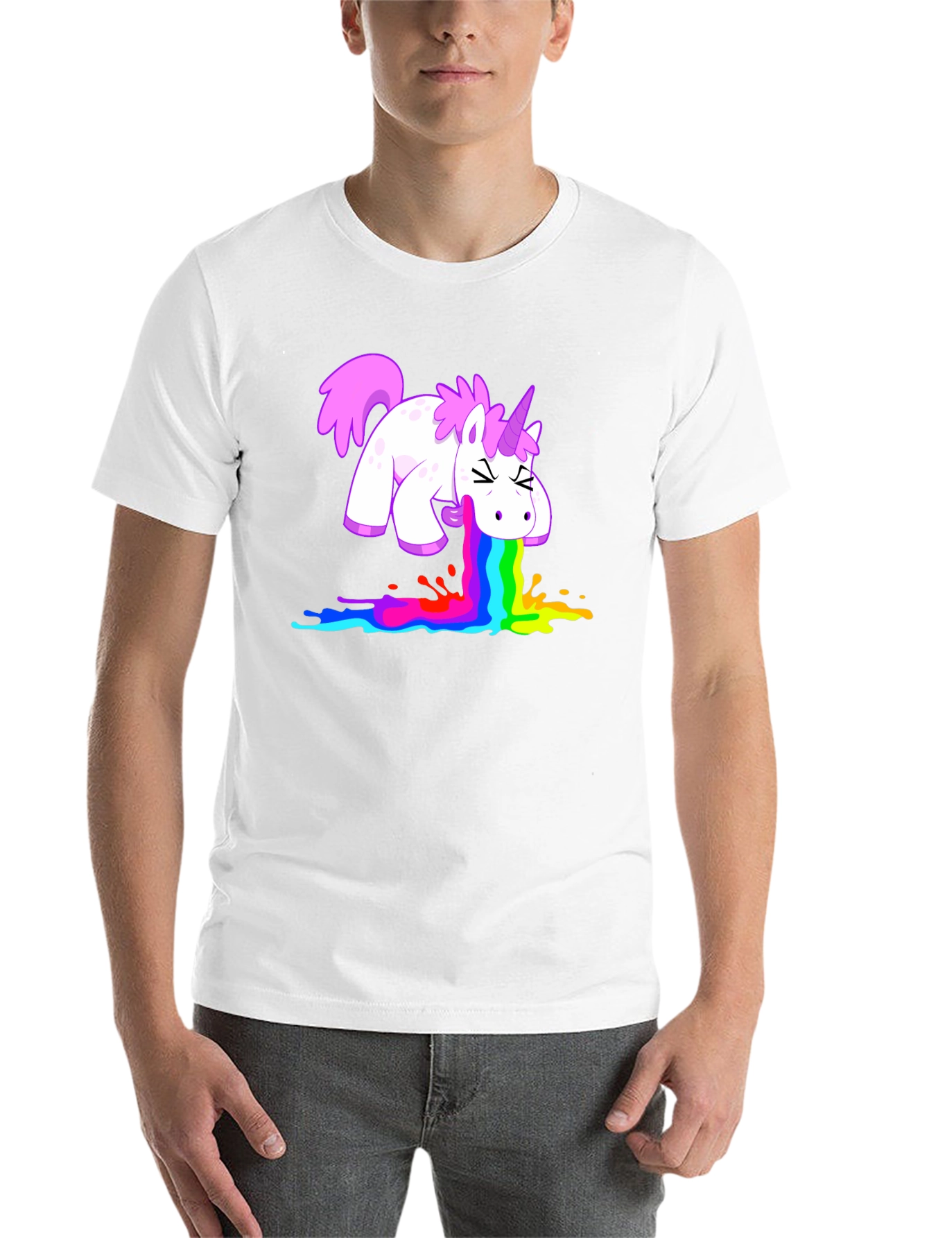 Black Unicorn Rainbow Vomit Graphic Tee view 14