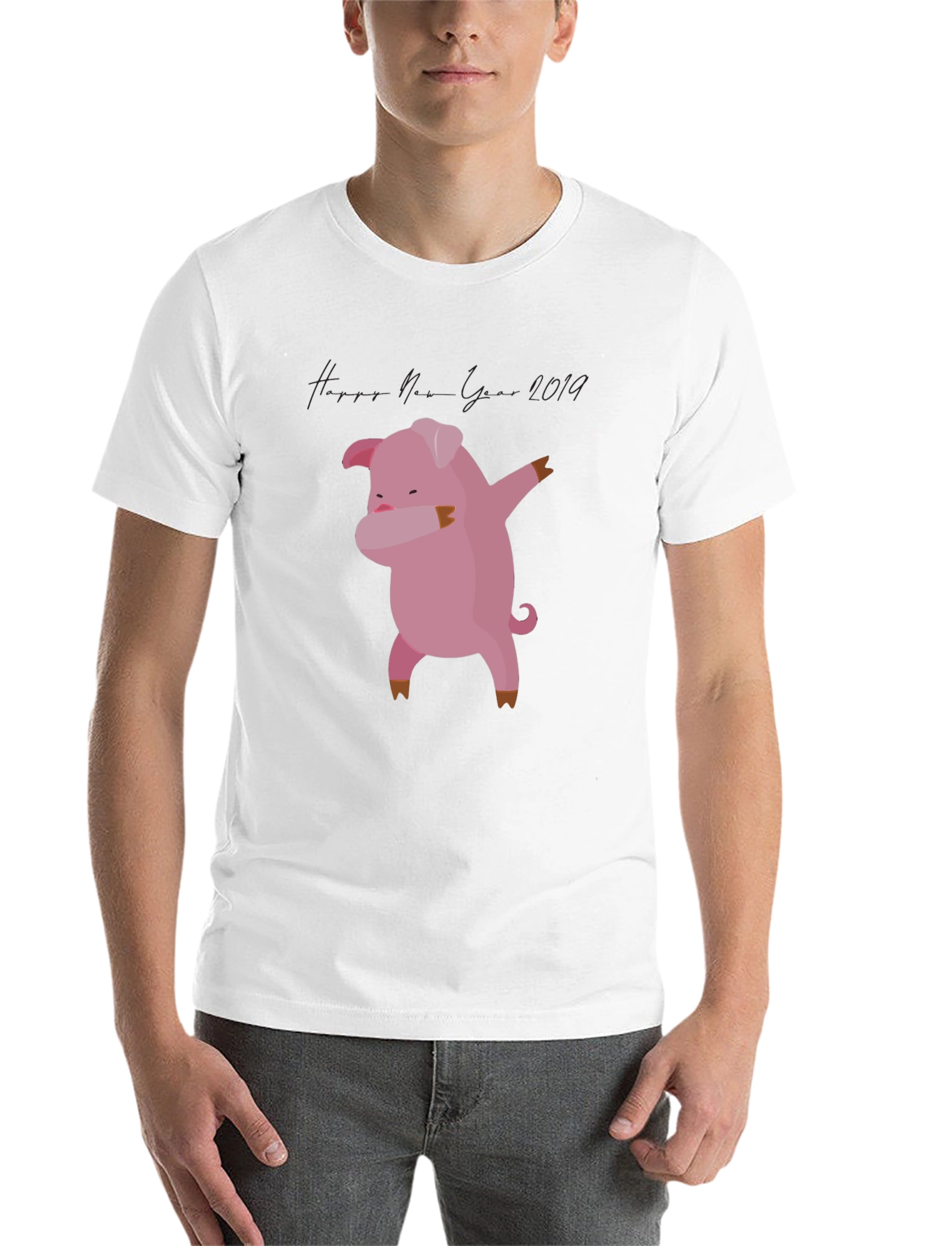 Black Dabbing Pig New Year 2019 Black T-Shirt view 14