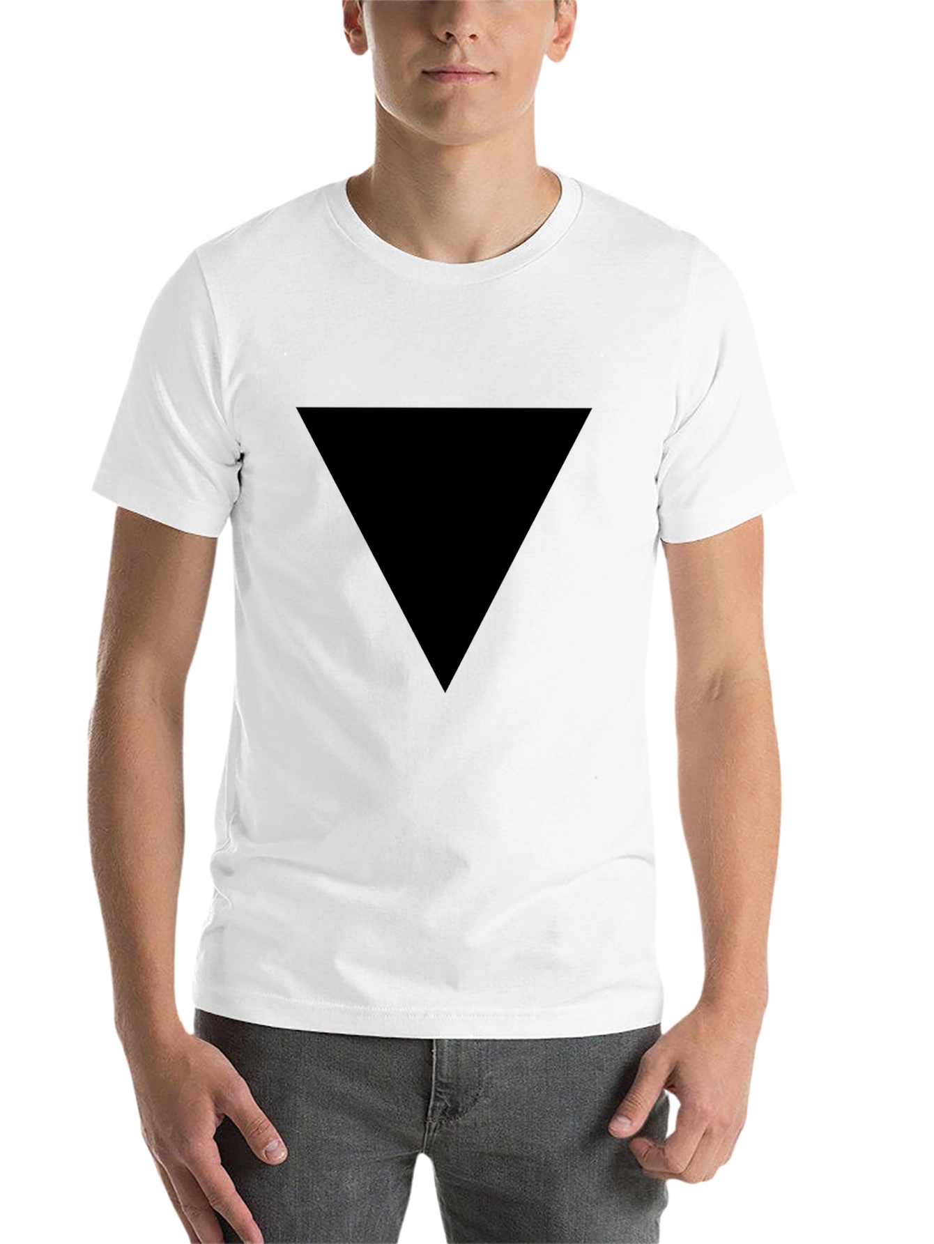Black Men's Black Triangle Graphic Tee - Modern Casual Shirt view 14