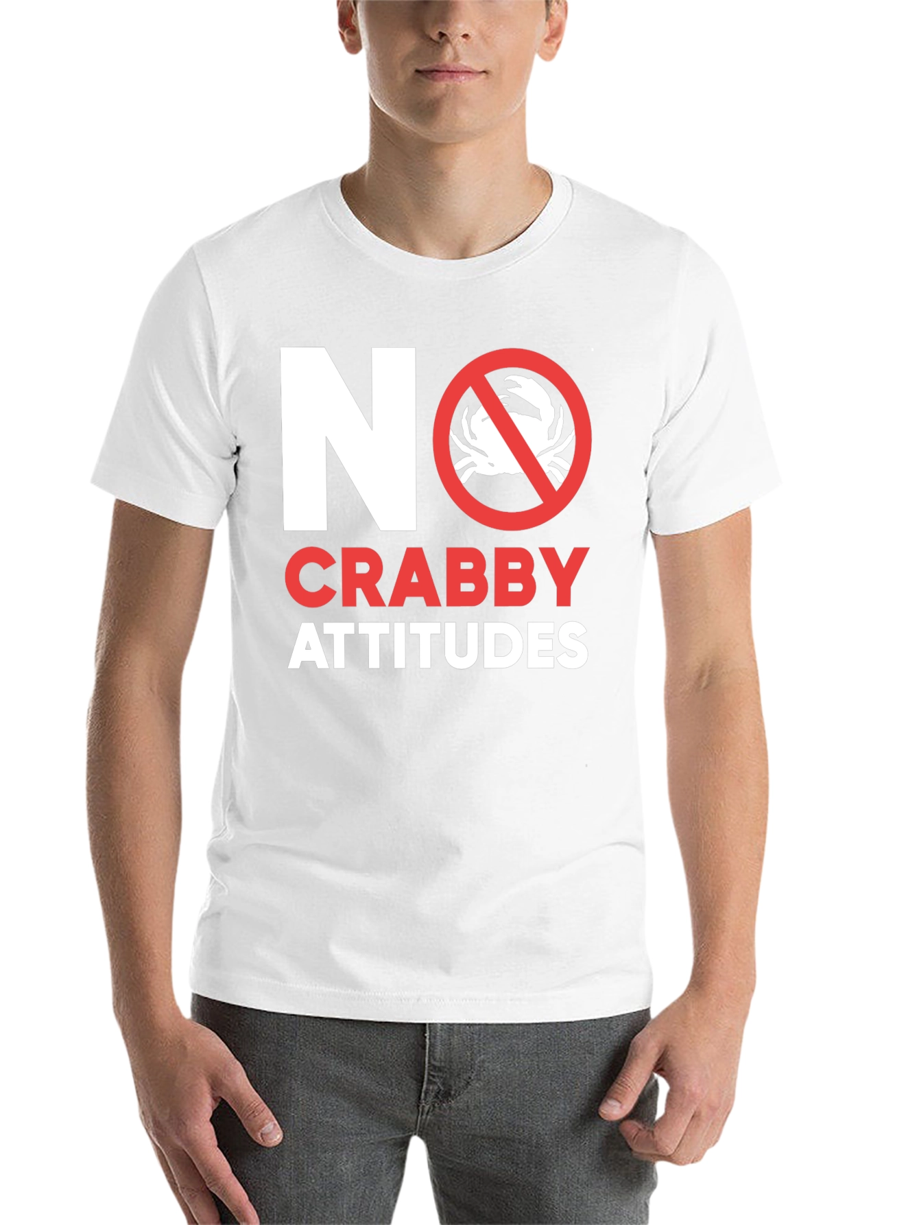 Black No Crabby Attitudes T-Shirt - Funny Graphic Tee view 14