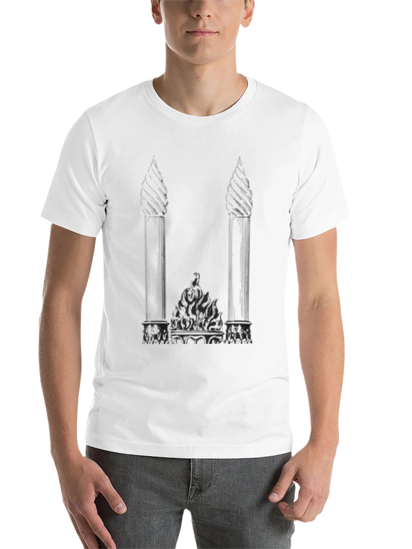 Black Gothic Columns Black T-Shirt - Unique Graphic Tee view 14