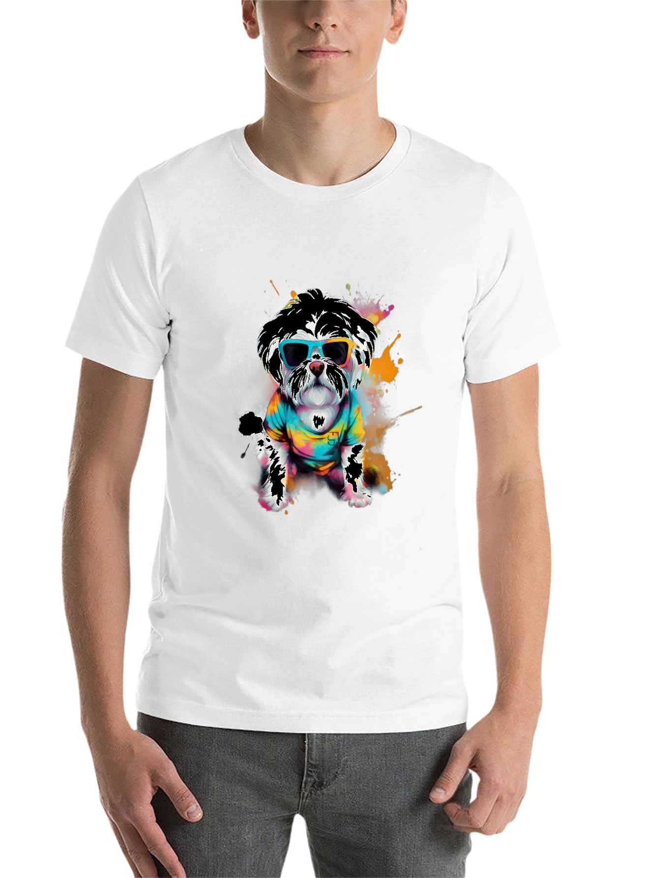 Black Cool Dog Graphic Tee - Funky Puppy Design view 14