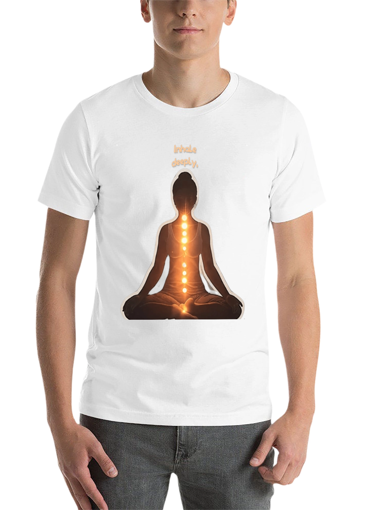 Black Inhale Deeply Meditation T-Shirt view 14