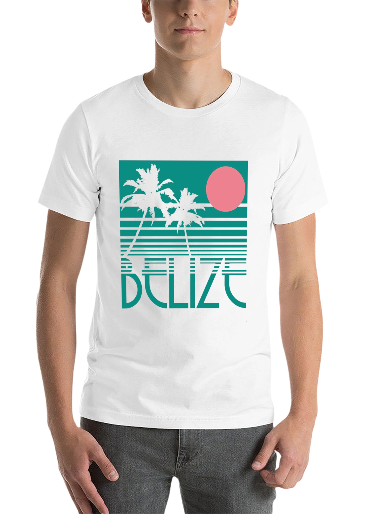 Black Belize Retro Palm Tree Graphic T-Shirt view 14