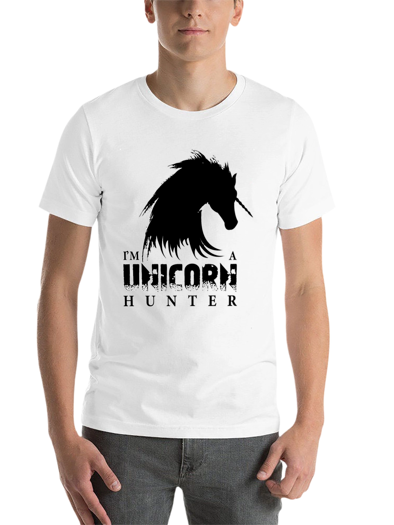 Black Unicorn Hunter Graphic Tee - Black Cotton Shirt view 14