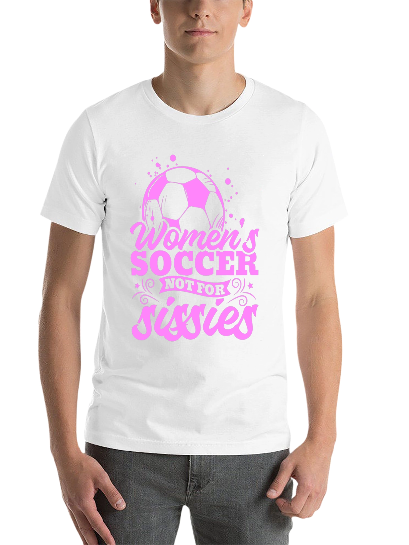 Black Women's Soccer T-Shirt - Not for Sissies - Pink Graphic view 14