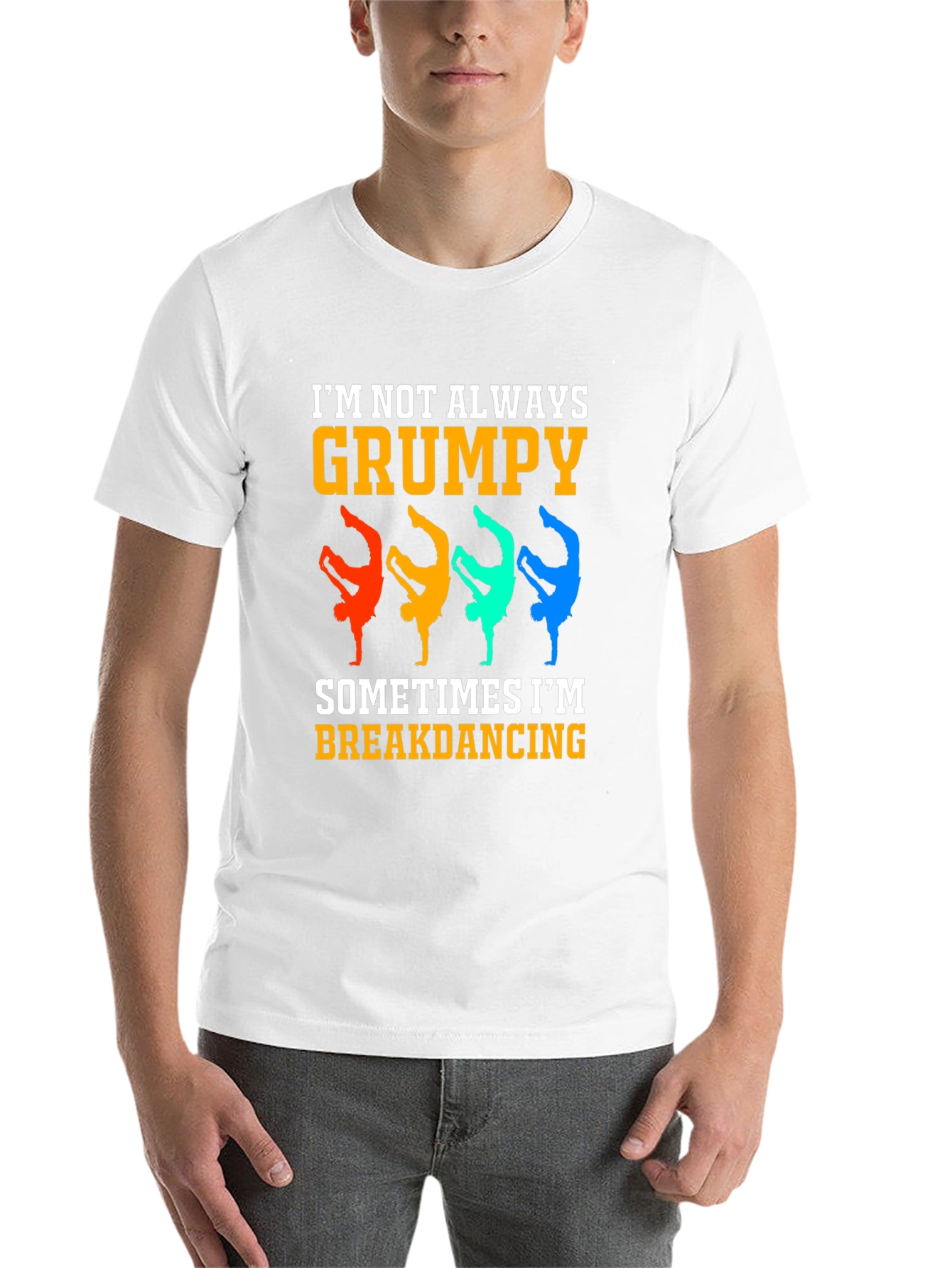 Black Grumpy Breakdancing Graphic Tee - Funny Men's T-Shirt view 14