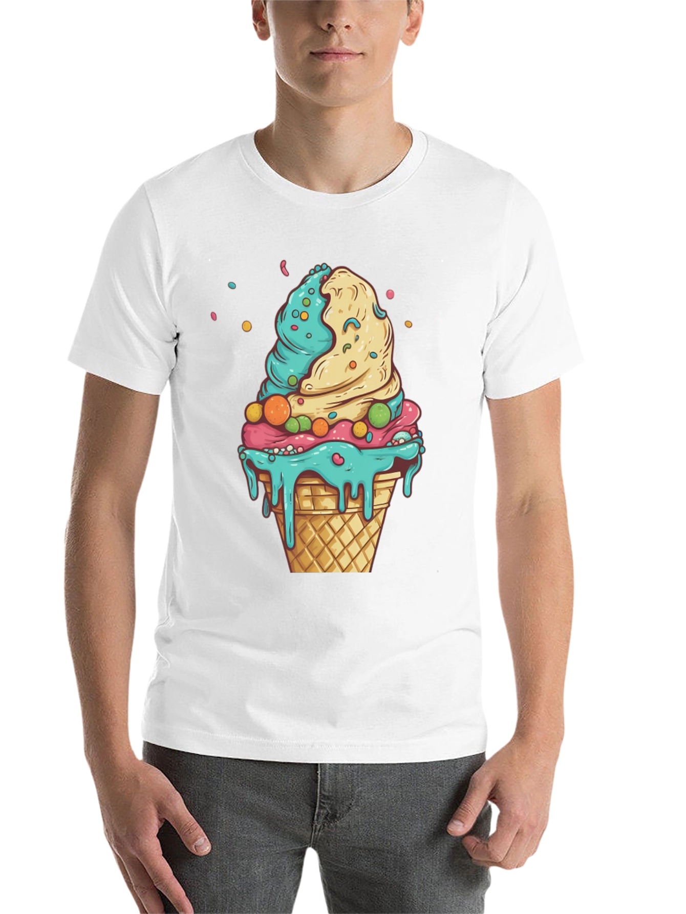 Black Ice Cream Cone Graphic Tee - Black Cotton Shirt view 14