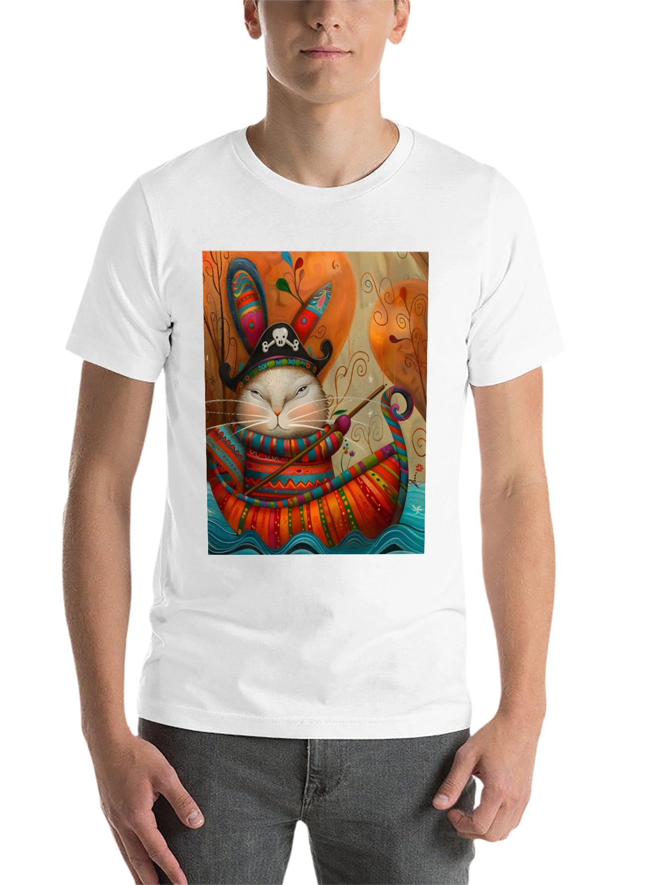 Black Pirate Rabbit Boat Ride T-Shirt view 14