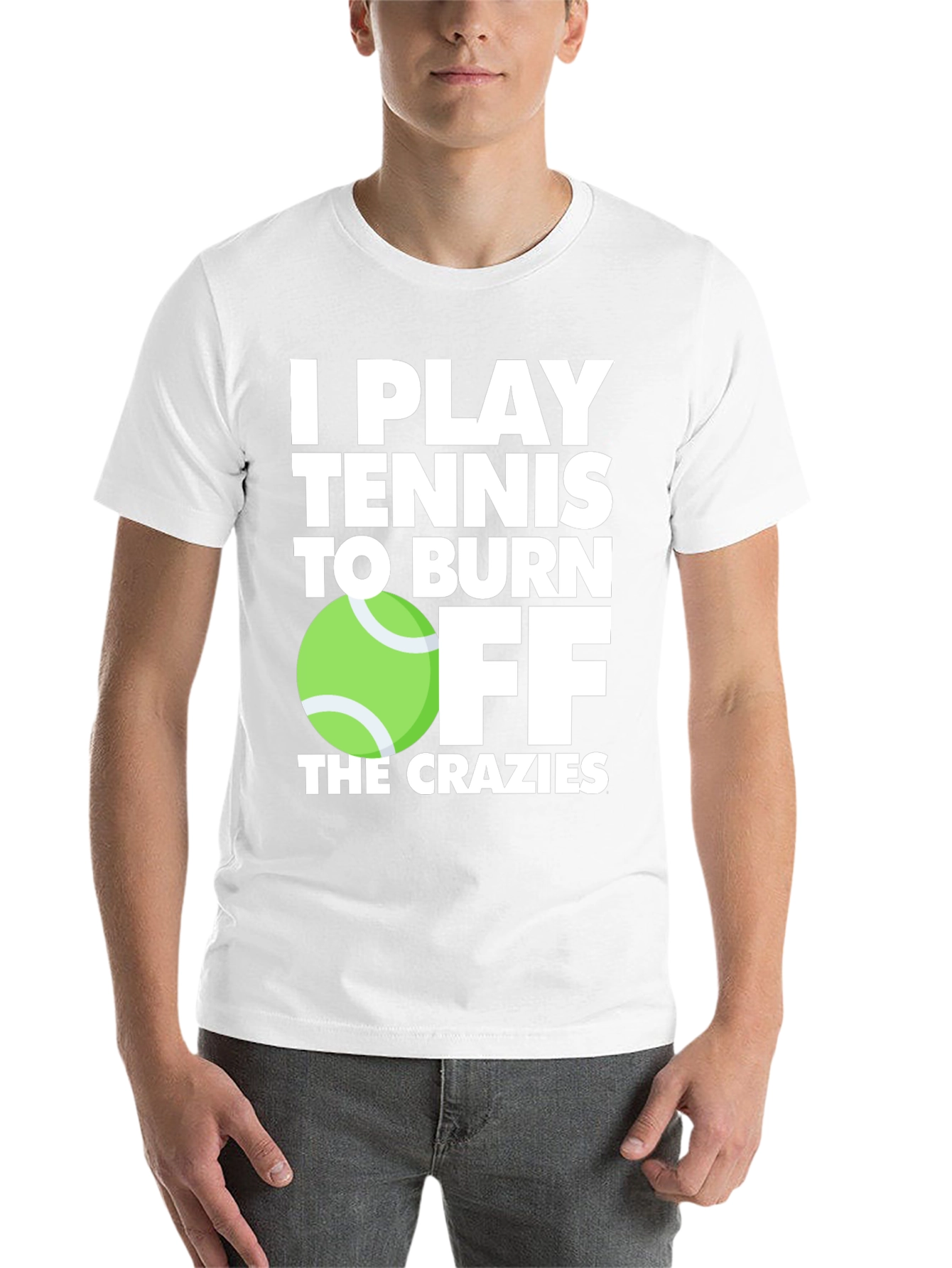 Black Tennis Player T-Shirt: Burn Off the Crazies view 14