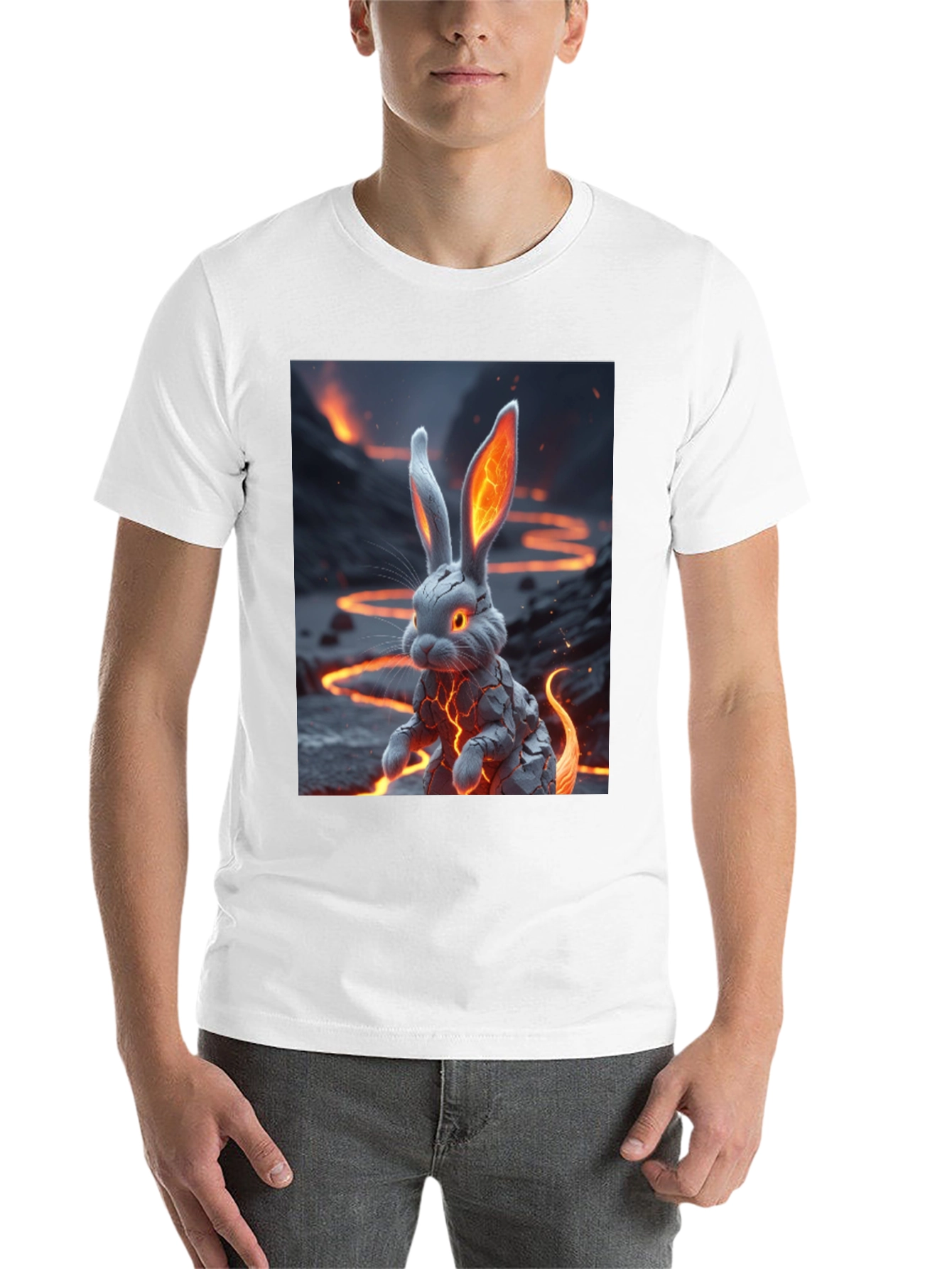 Black Lava Rabbit Graphic Tee - Unique Design! view 14