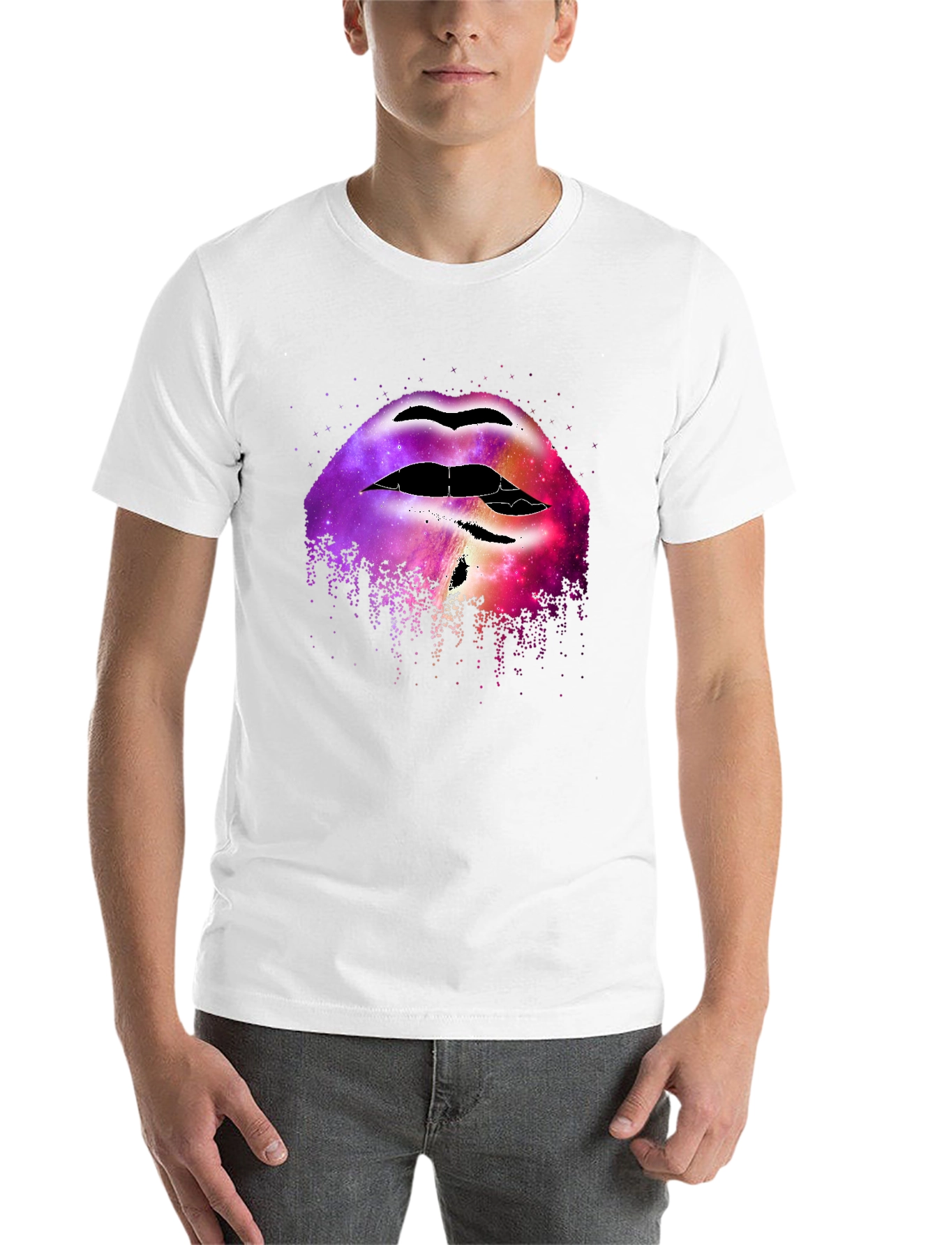 Black Galaxy Lips Graphic Tee - Unique Fashion Statement view 14