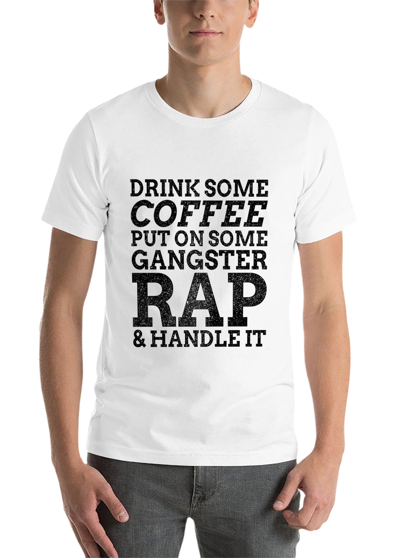 Black Gangster Rap & Coffee Graphic Tee - Black view 14