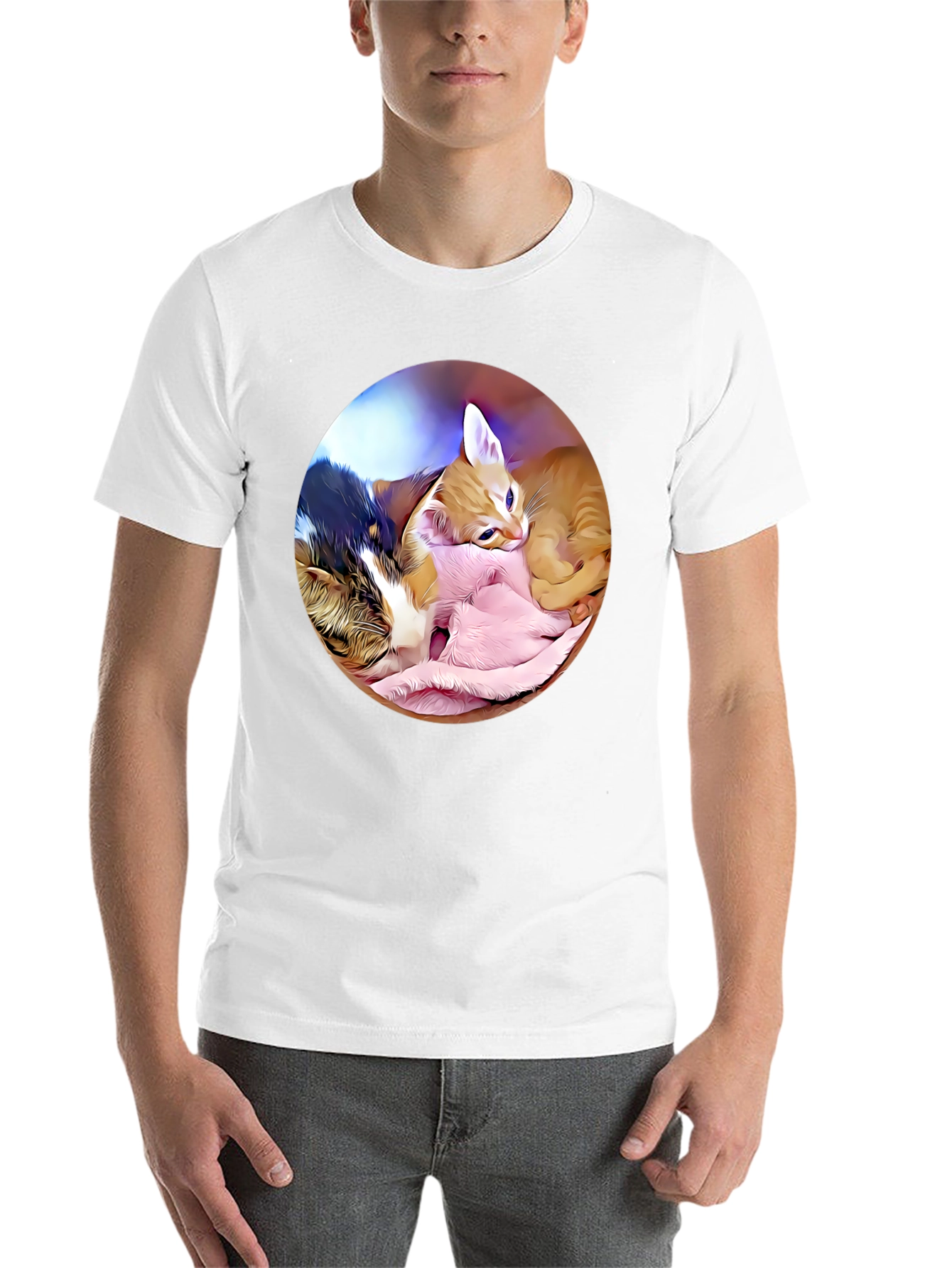 Black Cute Kittens Graphic T-Shirt - Soft Cotton Blend view 14