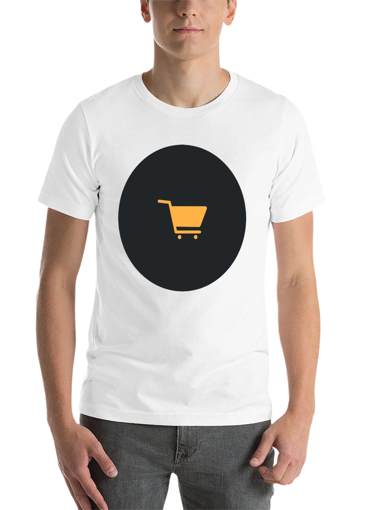 Black T-Shirt with Shopping Cart Graphic - 14