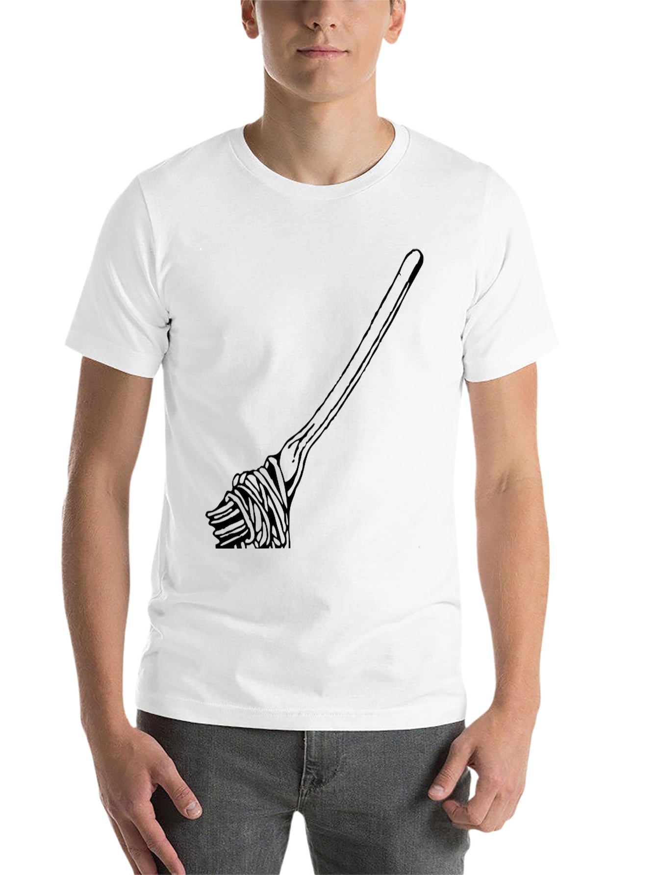 Black Spaghetti Fork T-Shirt - Novelty Foodie Tee view 14
