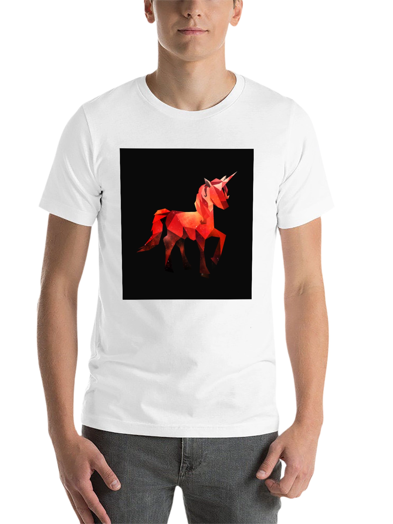 Black Geometric Unicorn Graphic Tee - Modern Style view 14
