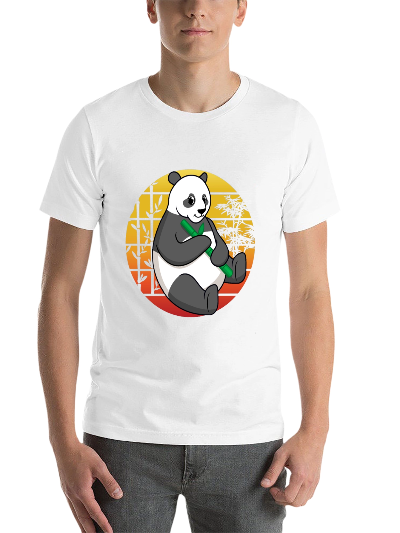 Black Panda Bamboo T-Shirt - Men's Black Graphic Tee view 14