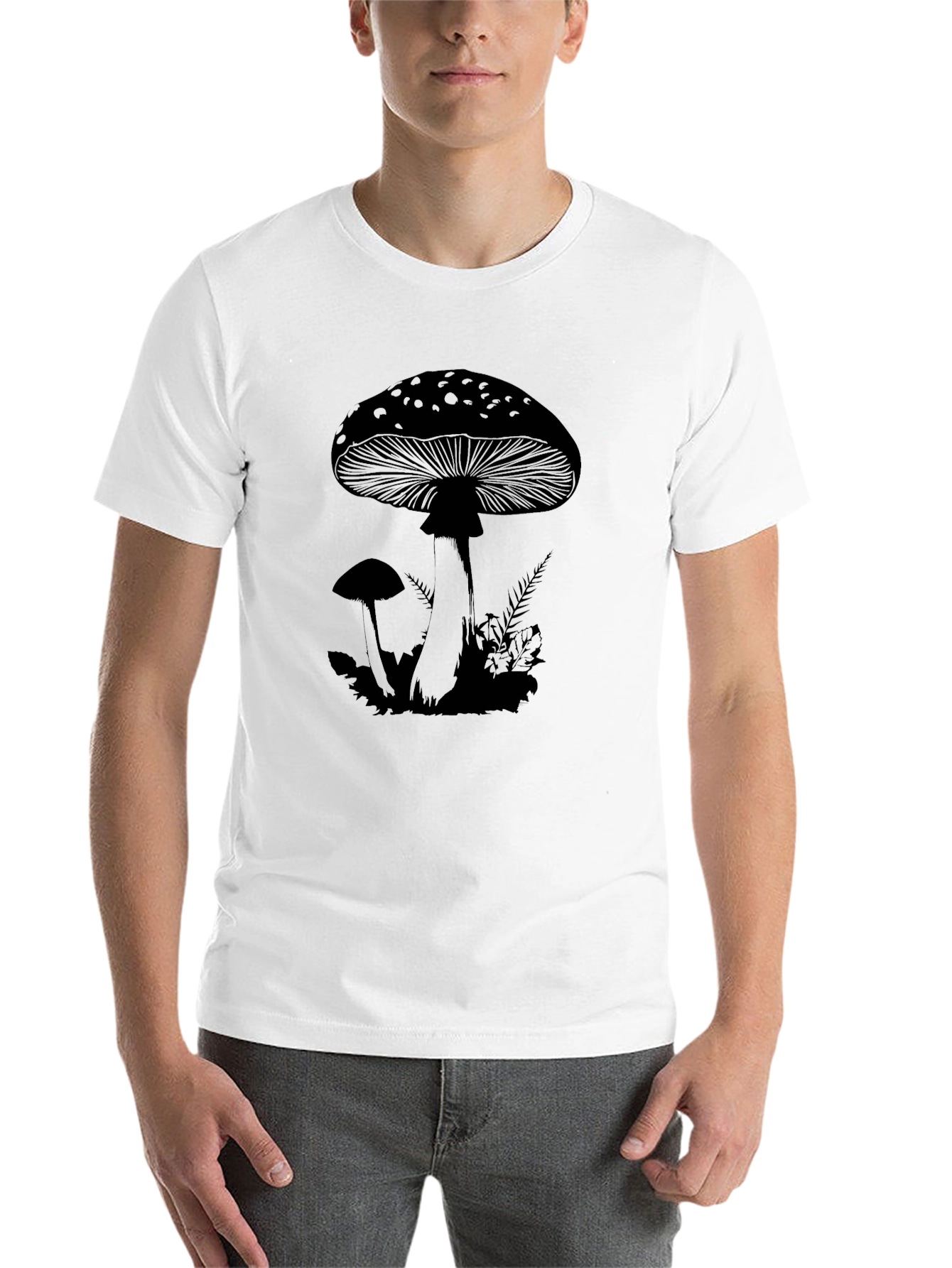 Black Mushroom Graphic T-Shirt - Black Casual Tee view 14