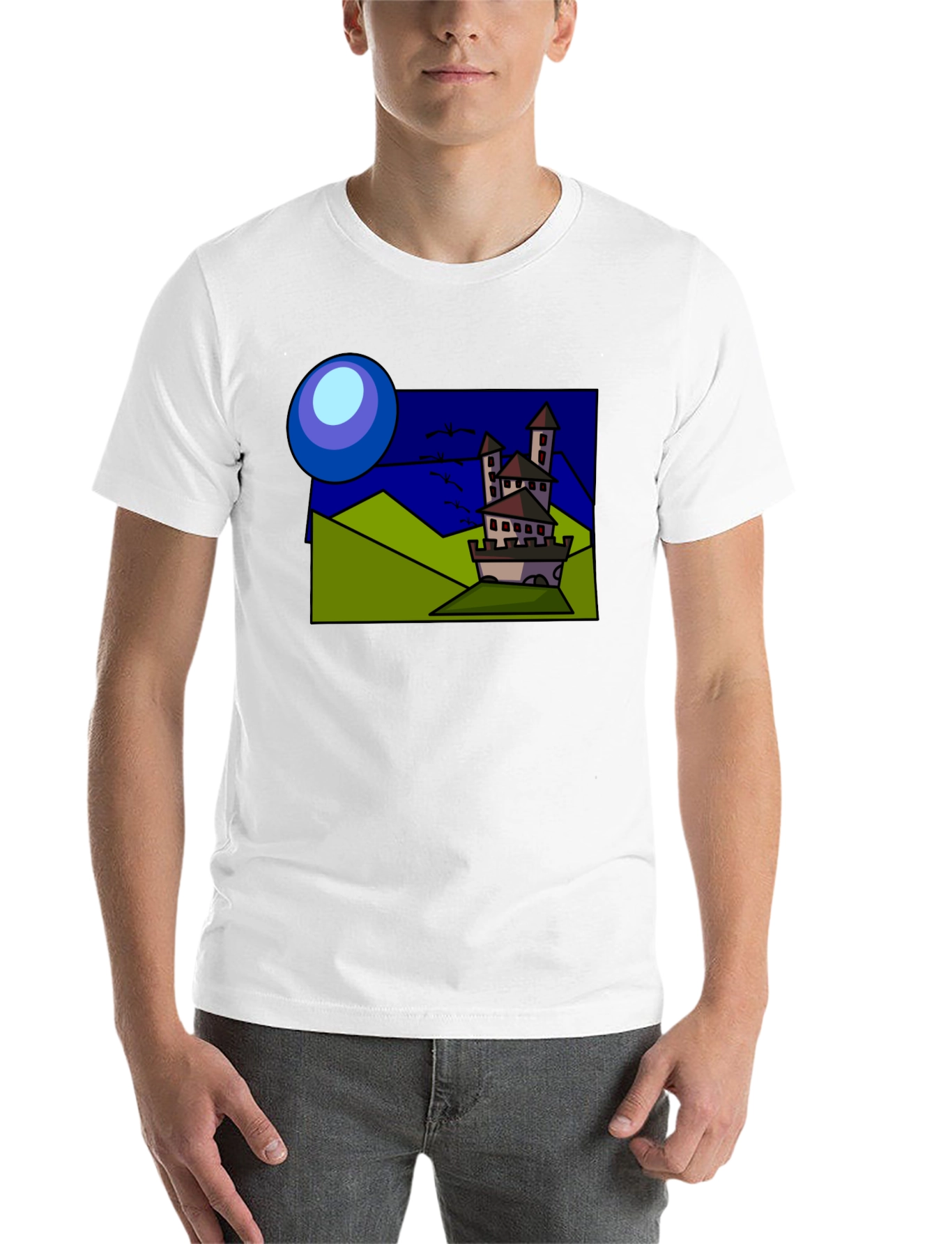 Black Cartoon Castle T-Shirt: Quirky Design, Classic Fit view 14