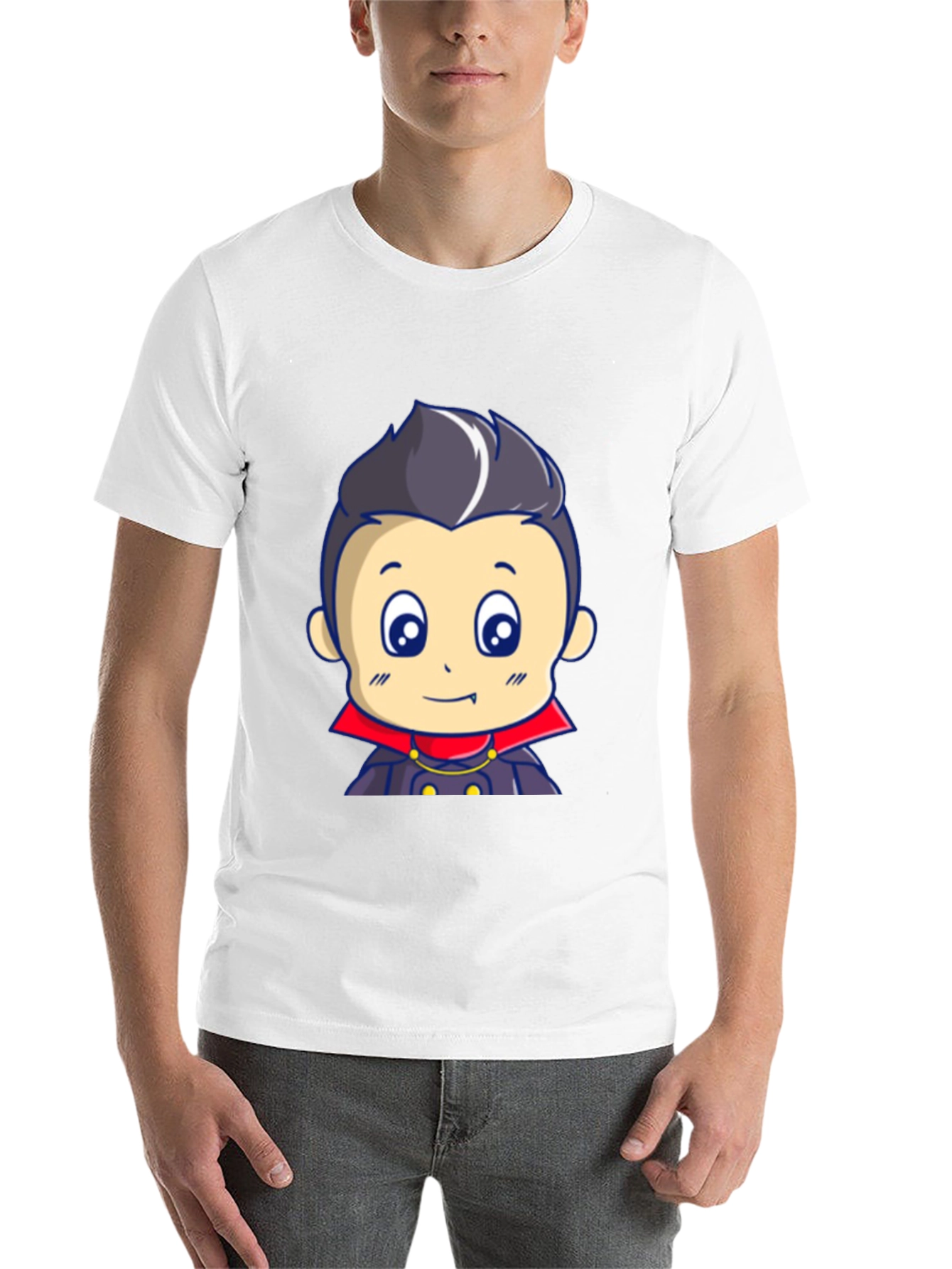 Black Cartoon Vampire T-Shirt - Cute Halloween Design view 14