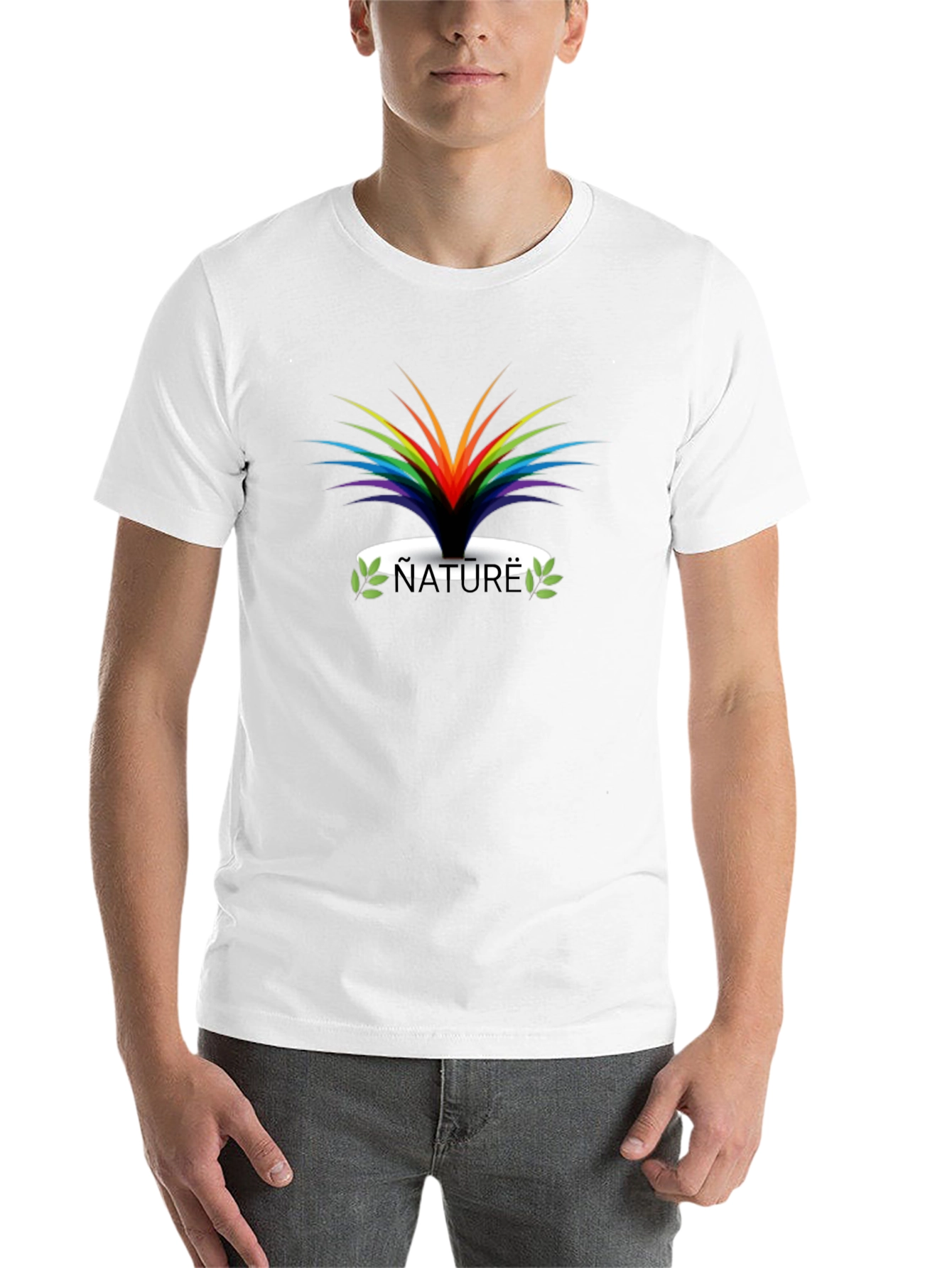 Black Nature Rainbow Graphic Black T-Shirt view 14