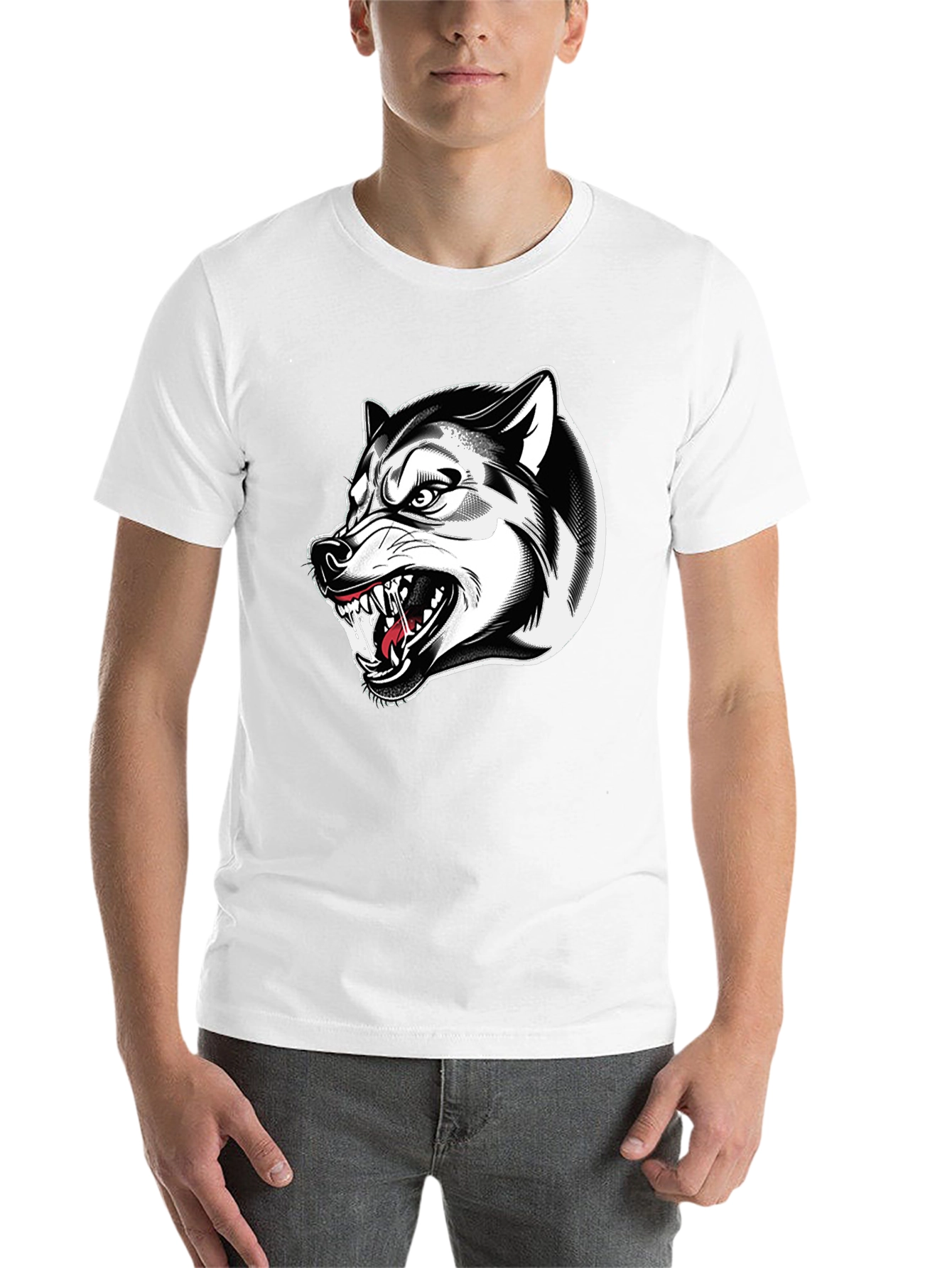 Black Men's Black Wolf Graphic Tee view 14
