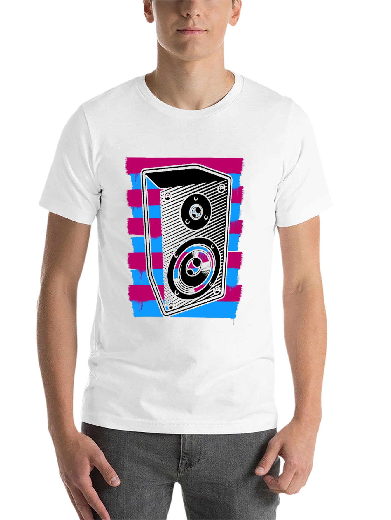 Black Retro Speaker Graphic T-Shirt - Bold Black Tee view 14